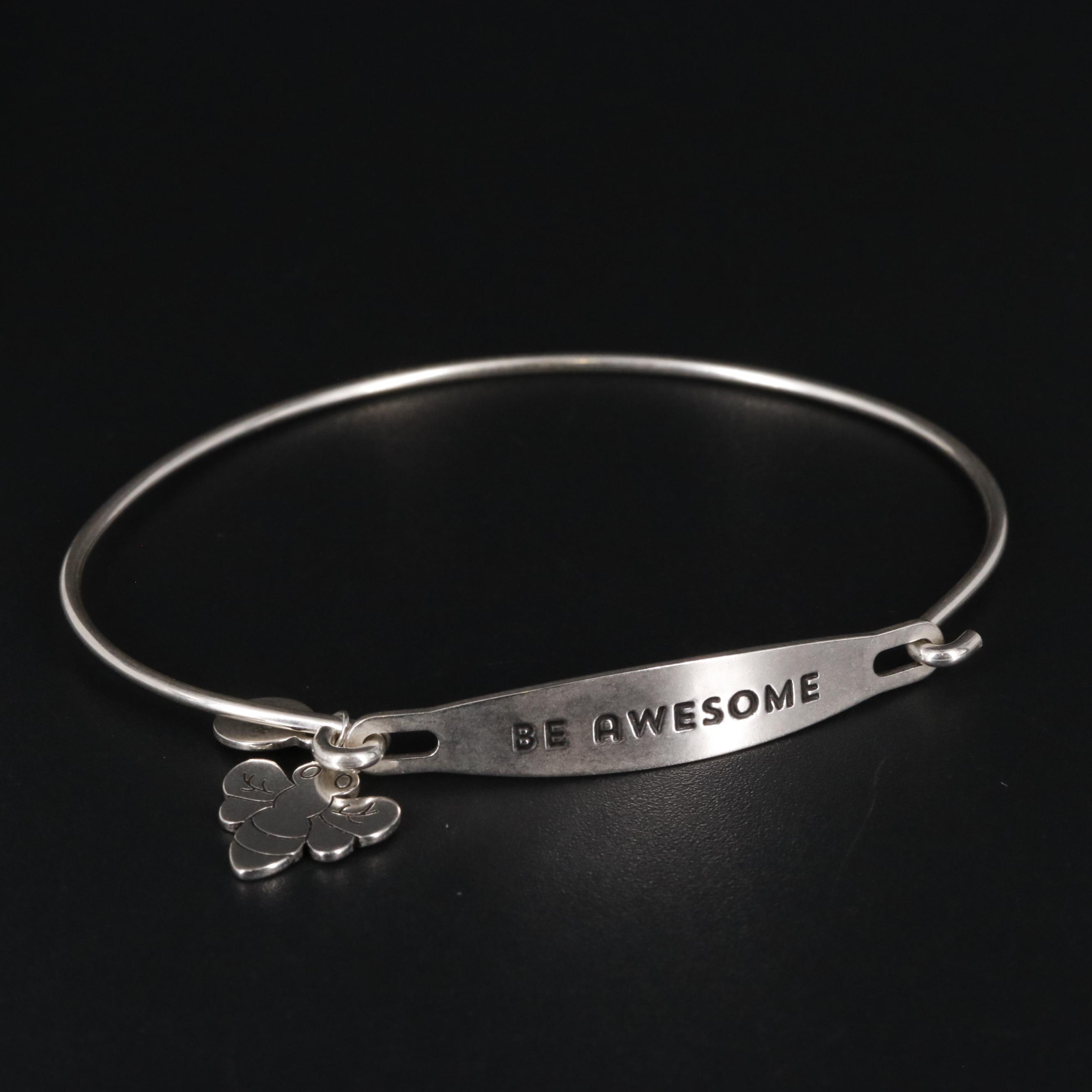 Sterling Be Awesome Bangle Bracelet