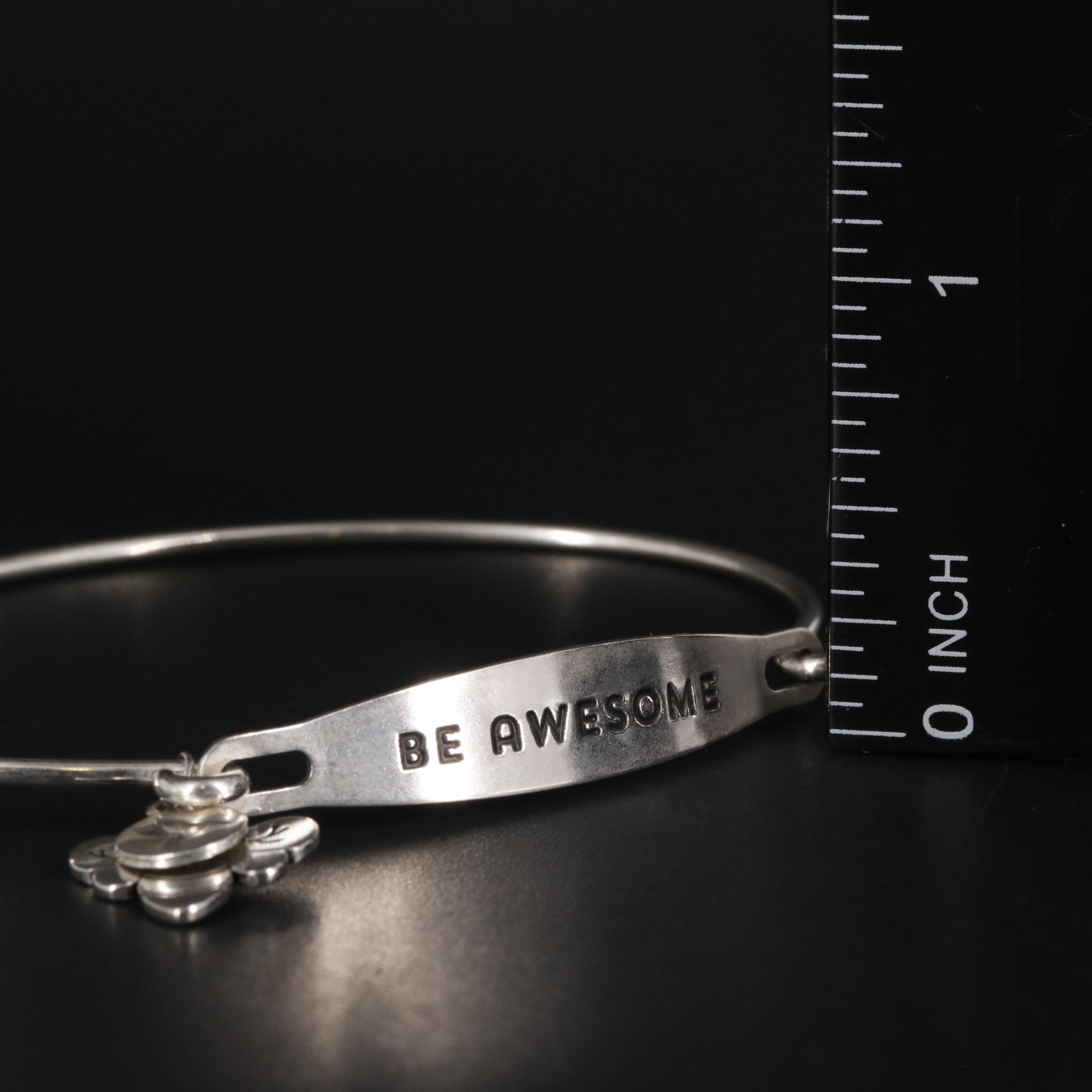 Sterling Be Awesome Bangle Bracelet