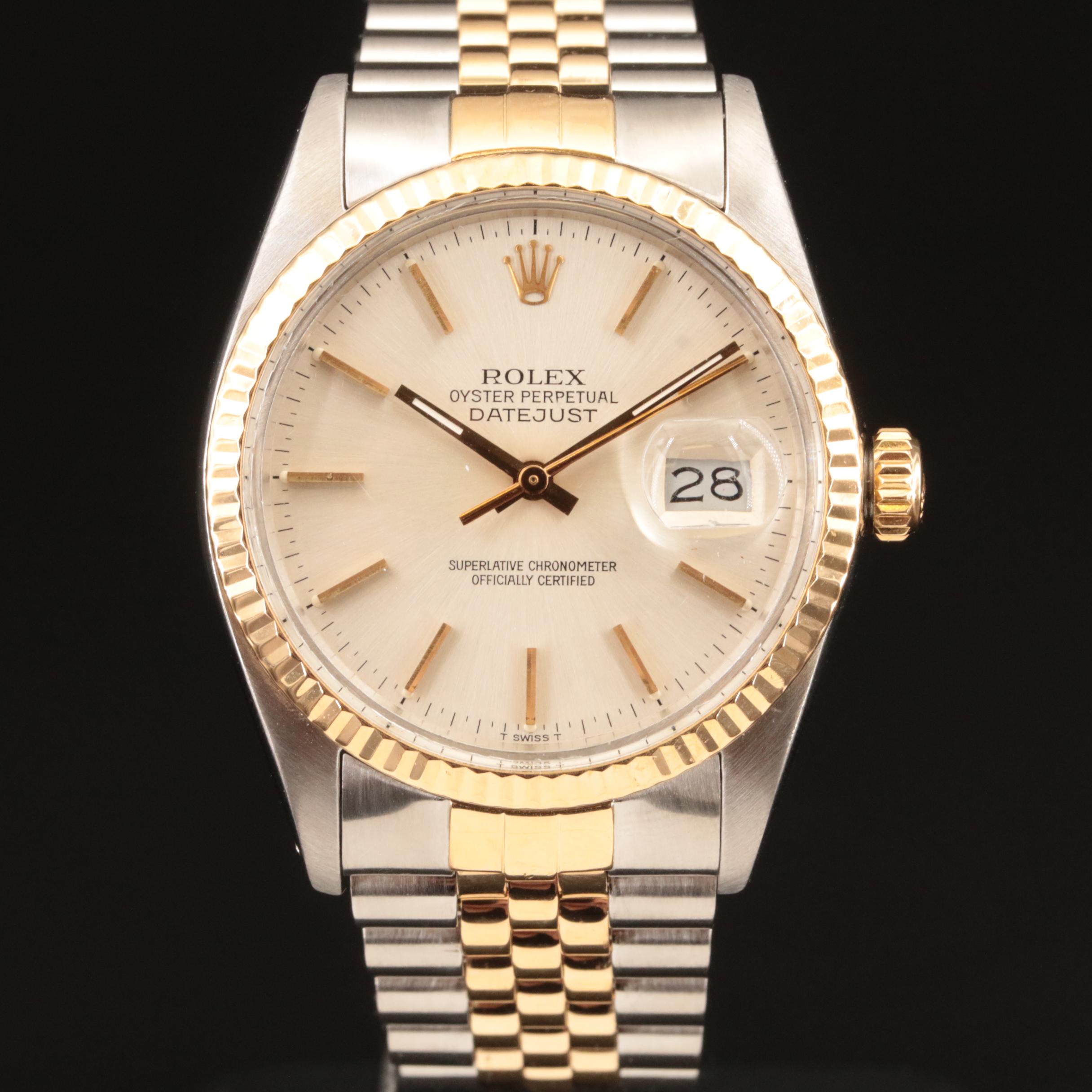 1985 Rolex 18K and Stainless Steel Oyster Perpetual Datejust Watch