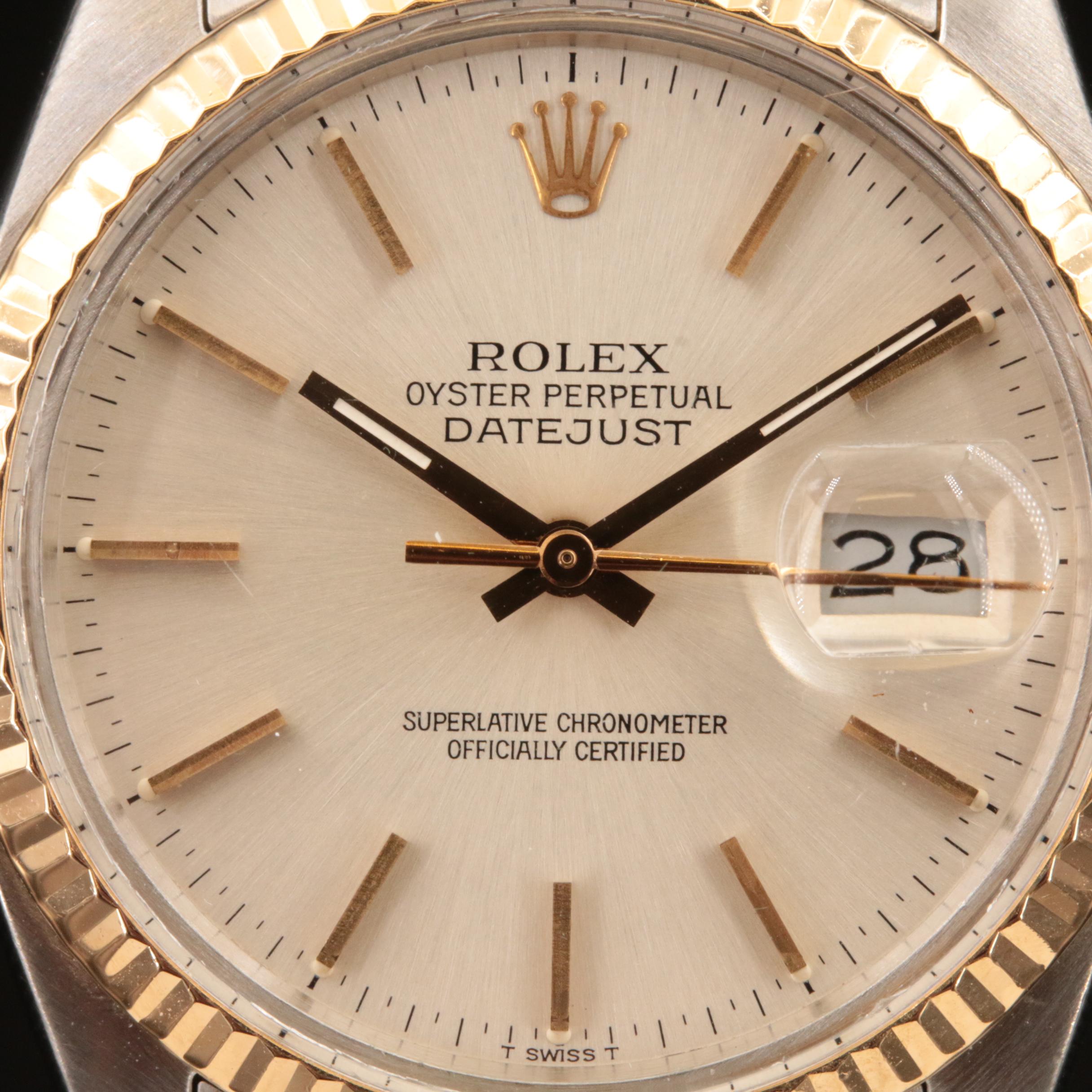 1985 Rolex 18K and Stainless Steel Oyster Perpetual Datejust Watch