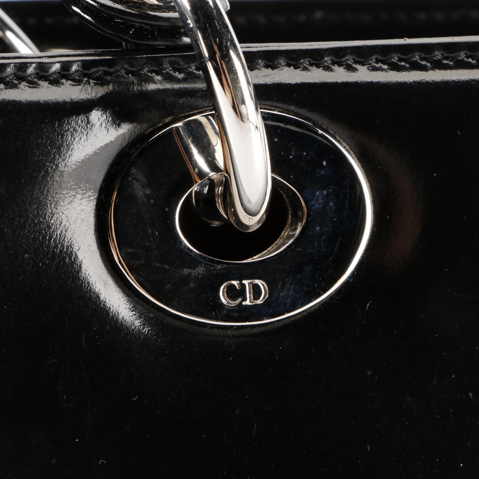 Christian Dior Lady Dior Bag in Polished Black Calfskin Leather