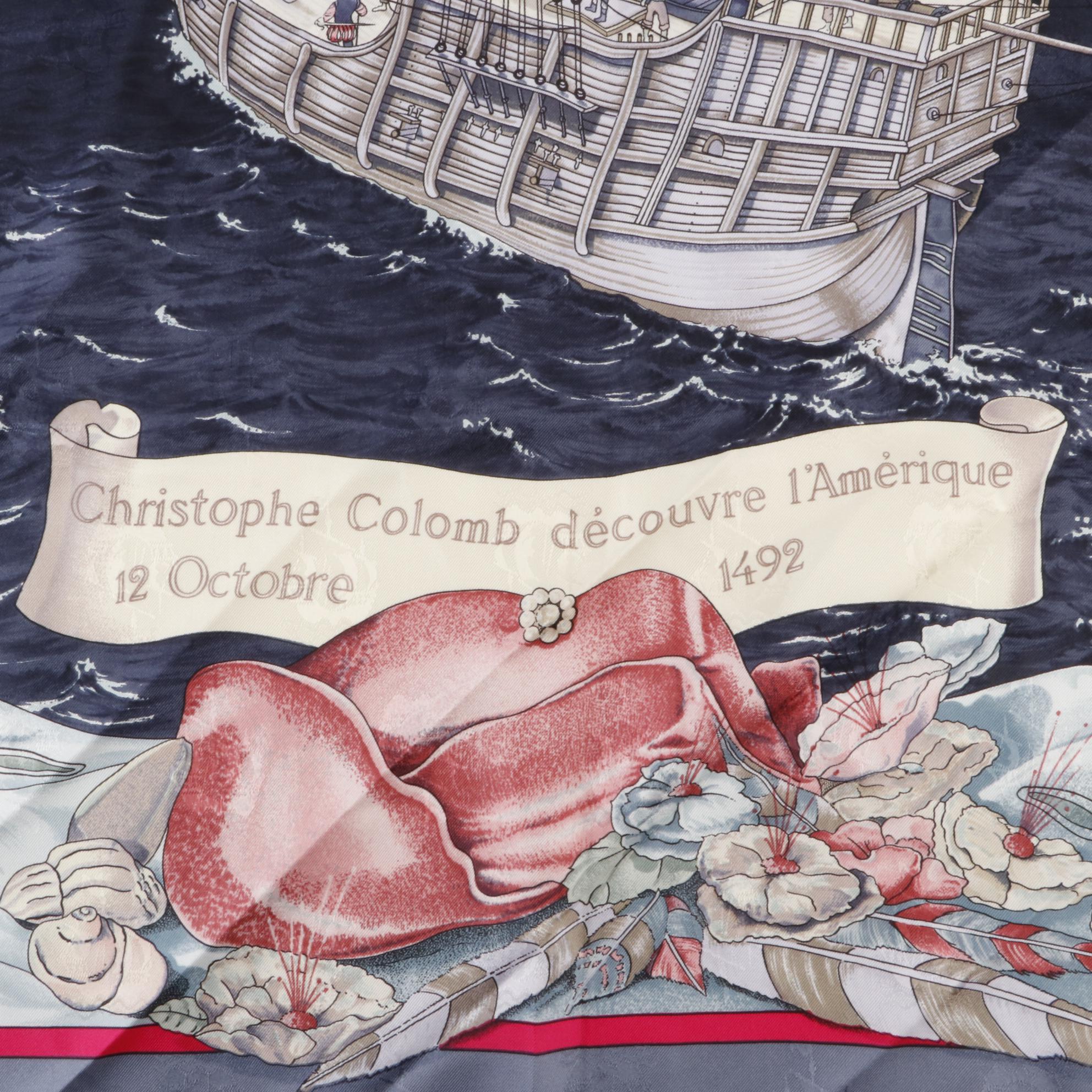 Hermès "Christophe Colomb Découvre l'Amérique" Scarf 90 in Silk Jacquard