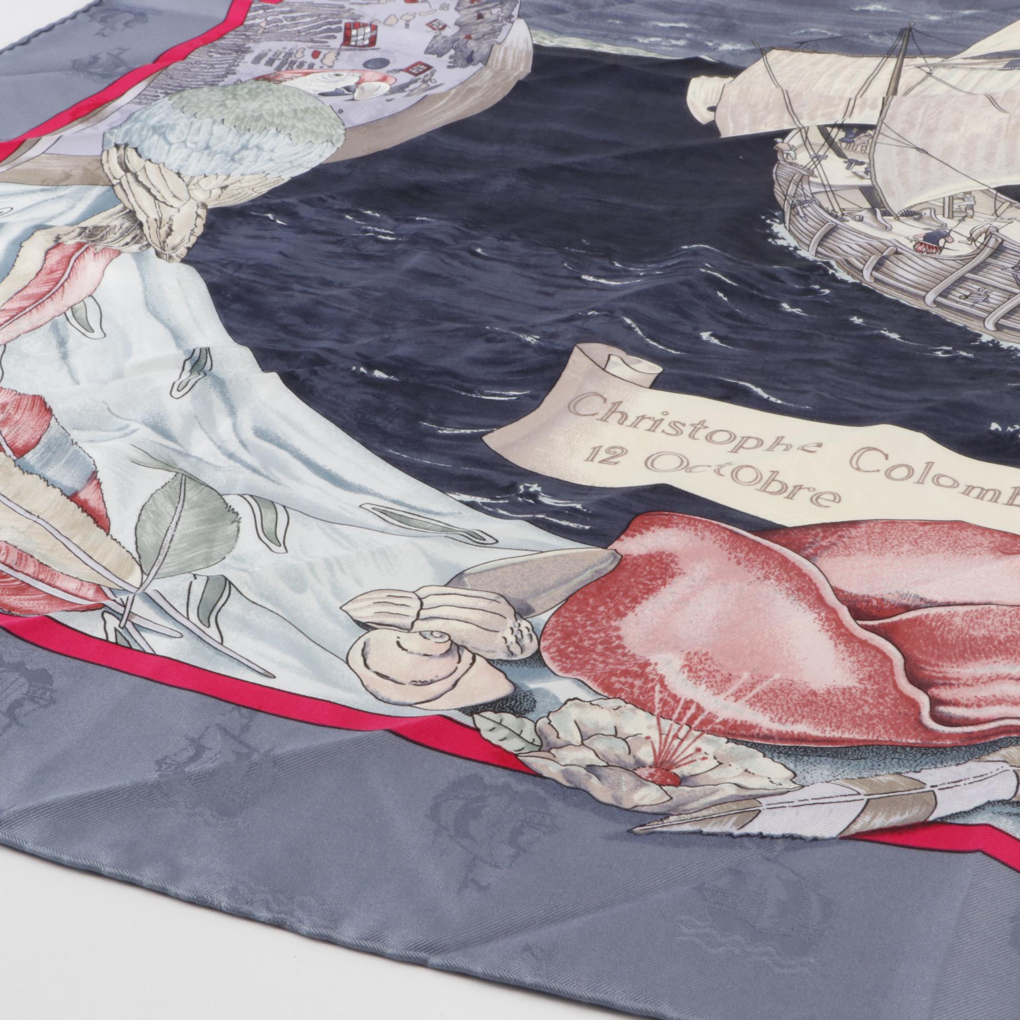 Hermès "Christophe Colomb Découvre l'Amérique" Scarf 90 in Silk Jacquard