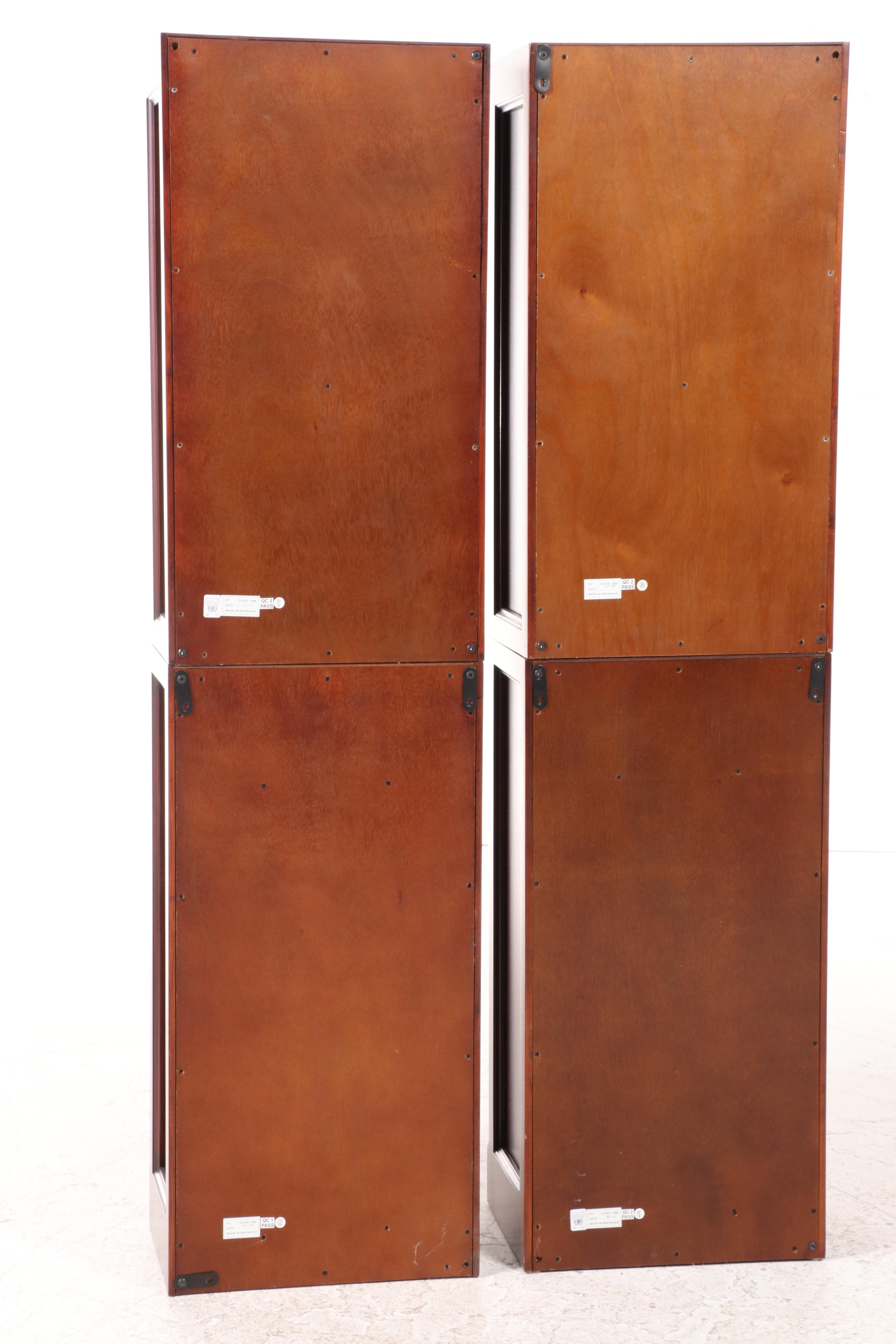 Four-Piece Pottery Barn Mahogany Modular Bar Cabinets