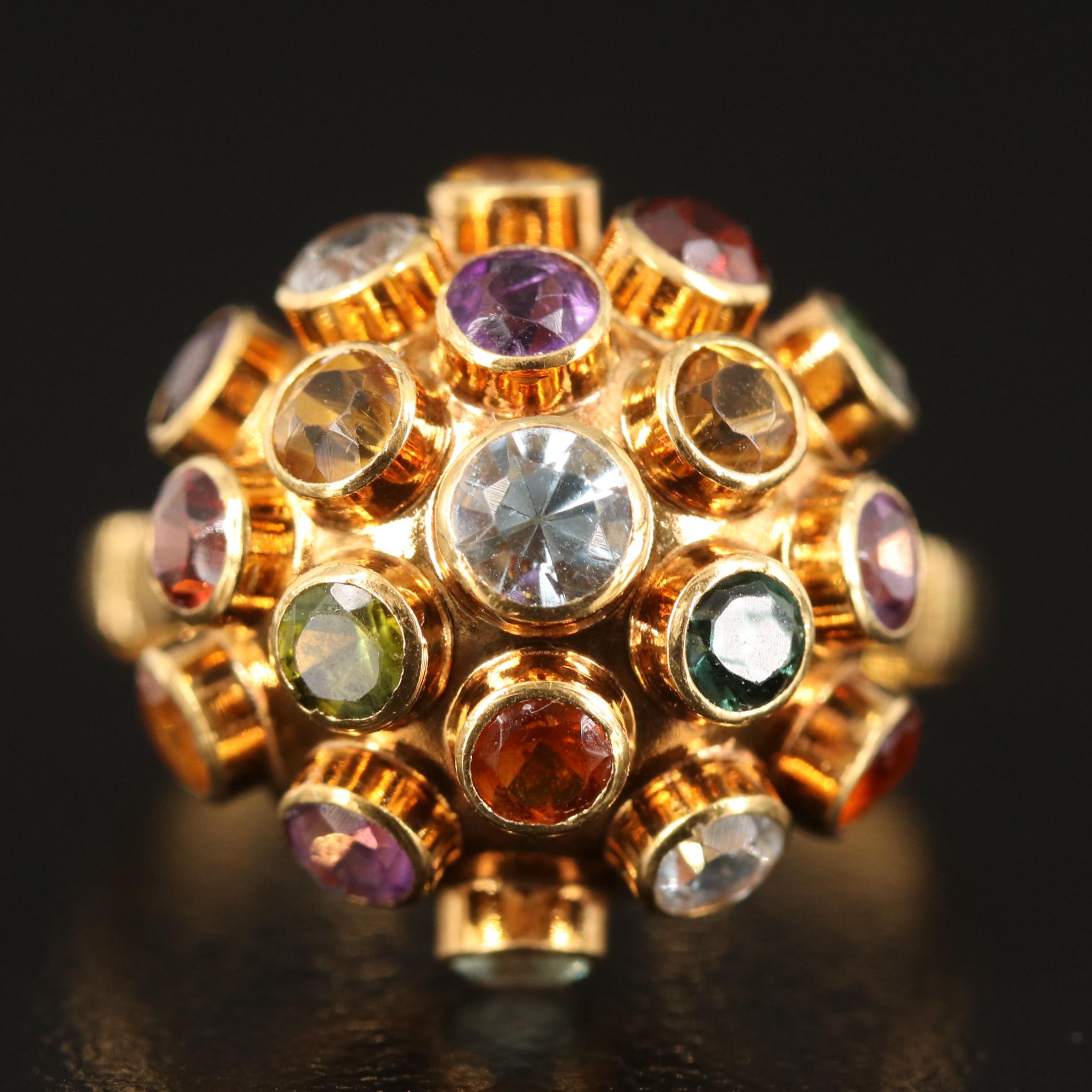 H Stern 18K Garnet, Aquamarine, Amethyst, Citrine and Tourmaline Sputnik Ring