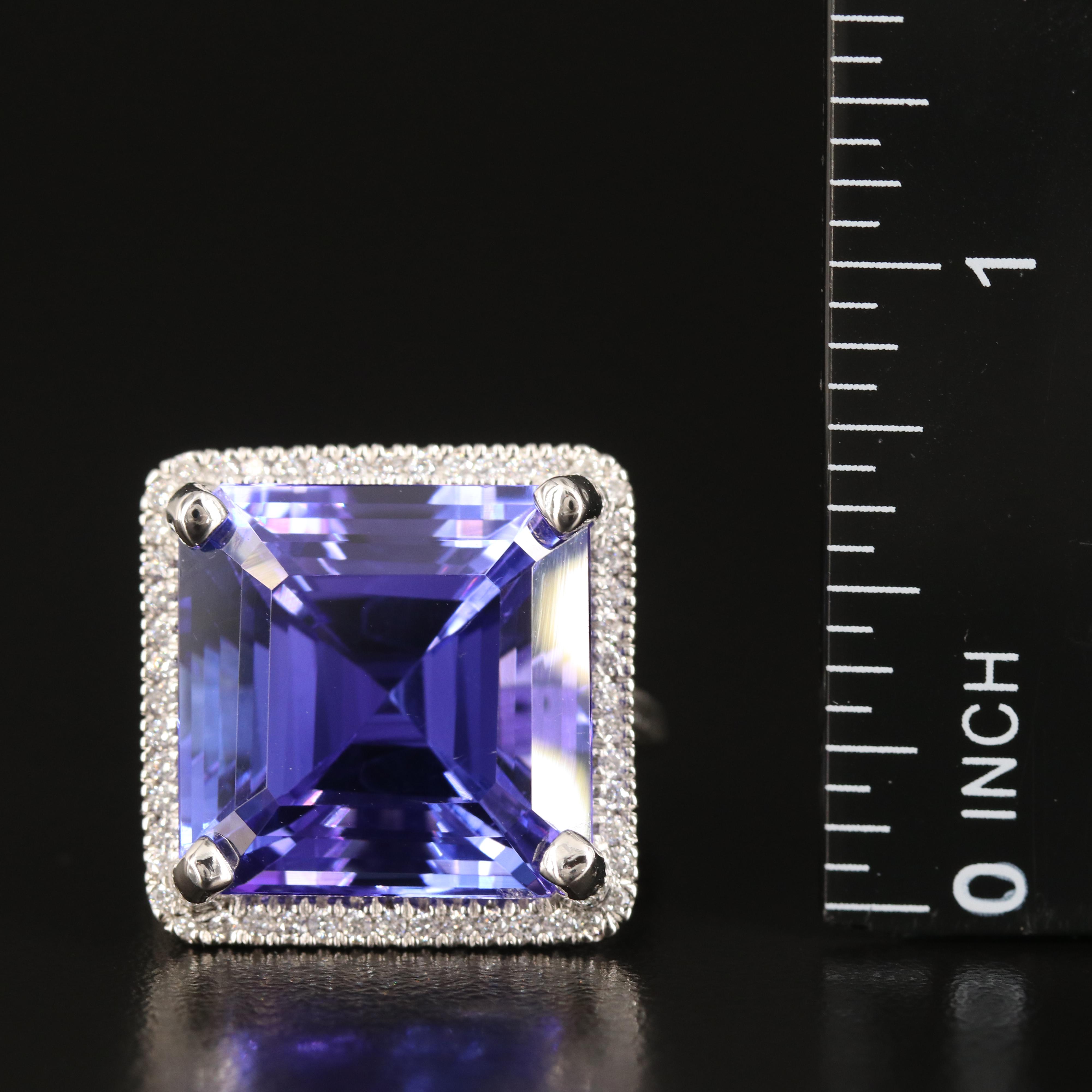 Platinum 25.77 CT Tanzanite and Diamond Ring