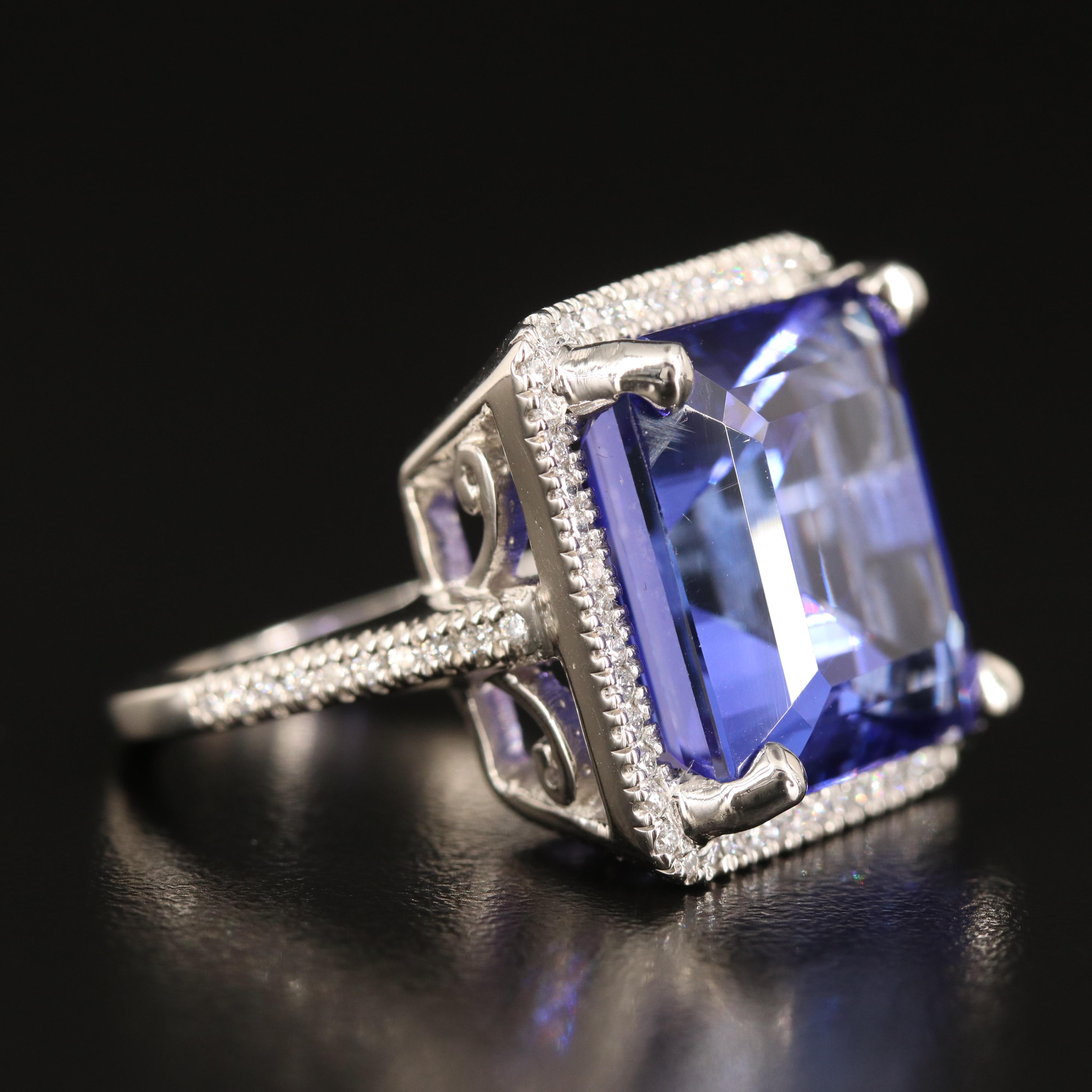 Platinum 25.77 CT Tanzanite and Diamond Ring