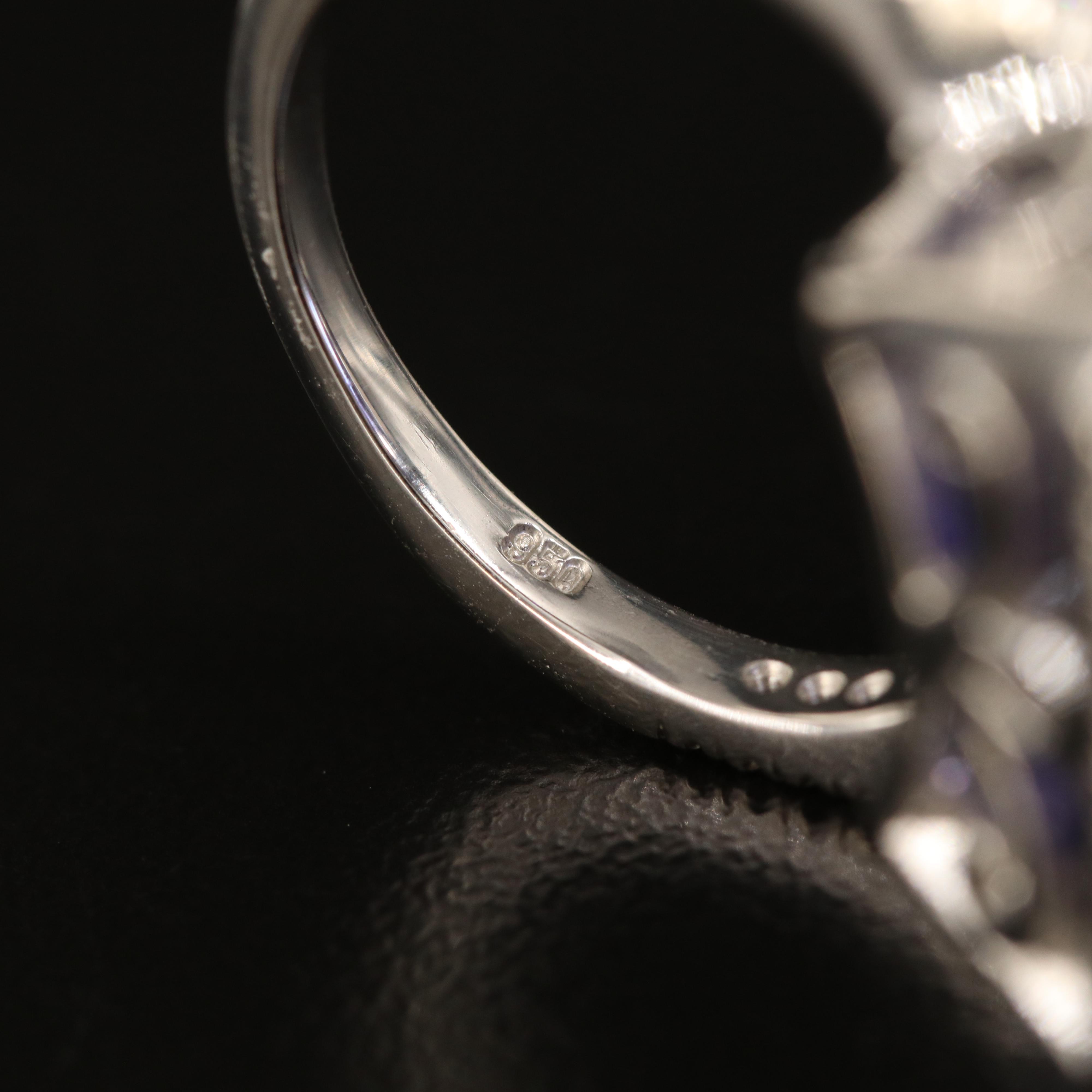 Platinum 25.77 CT Tanzanite and Diamond Ring