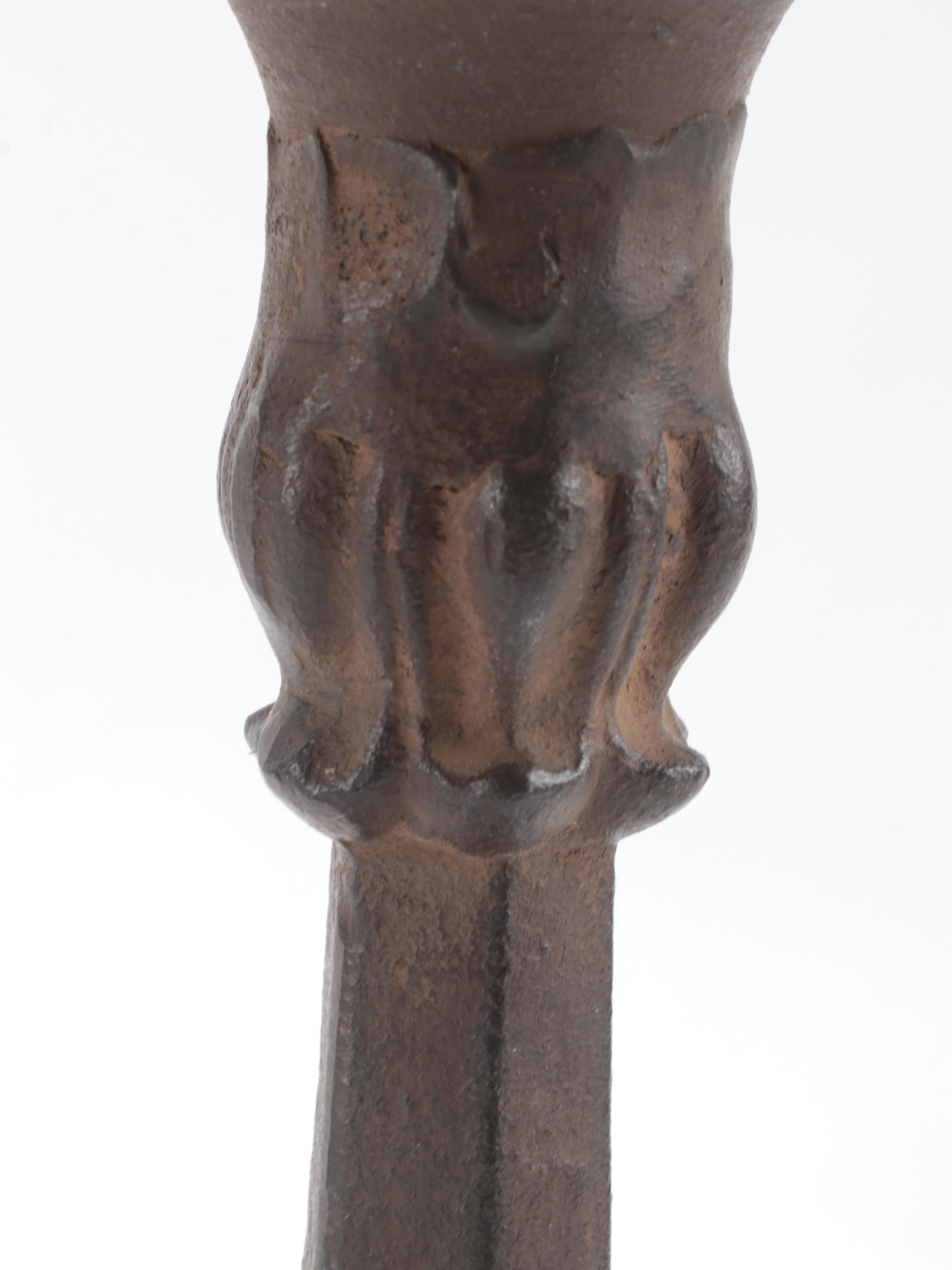 Pair of Cast Iron Pillar Candle Holders