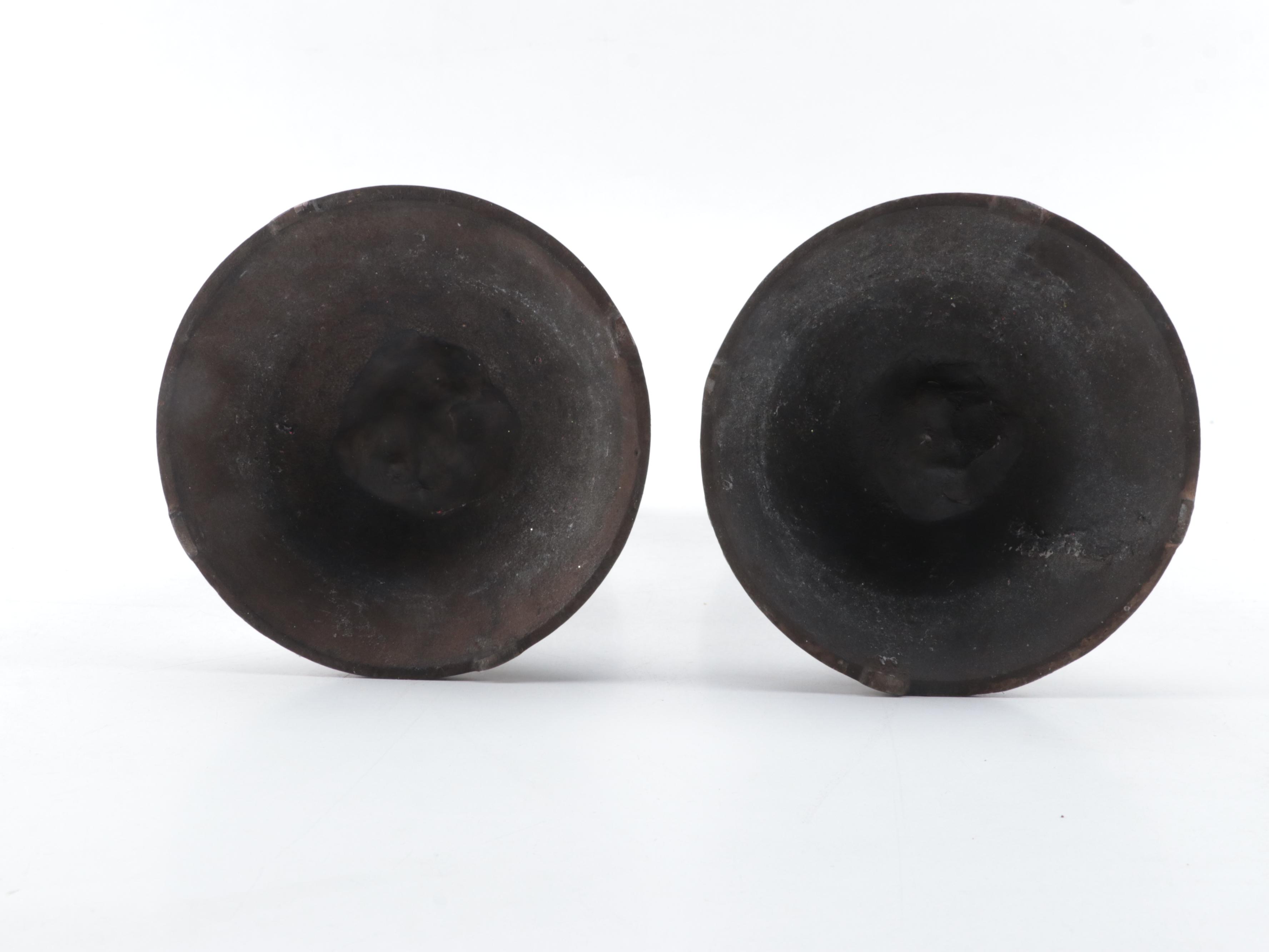 Pair of Cast Iron Pillar Candle Holders