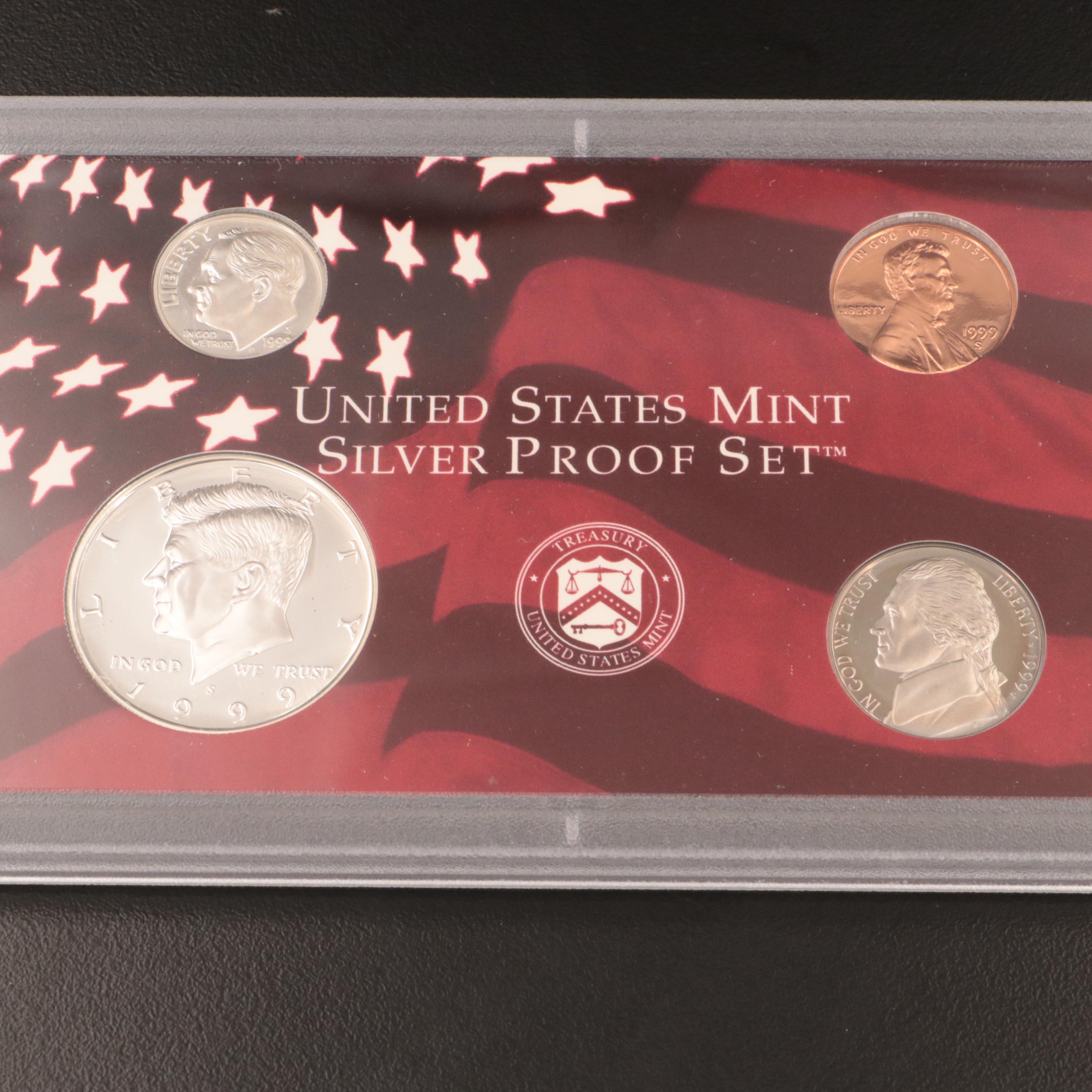 Three U.S. Mint Silver Proof Sets With a 1999 Set