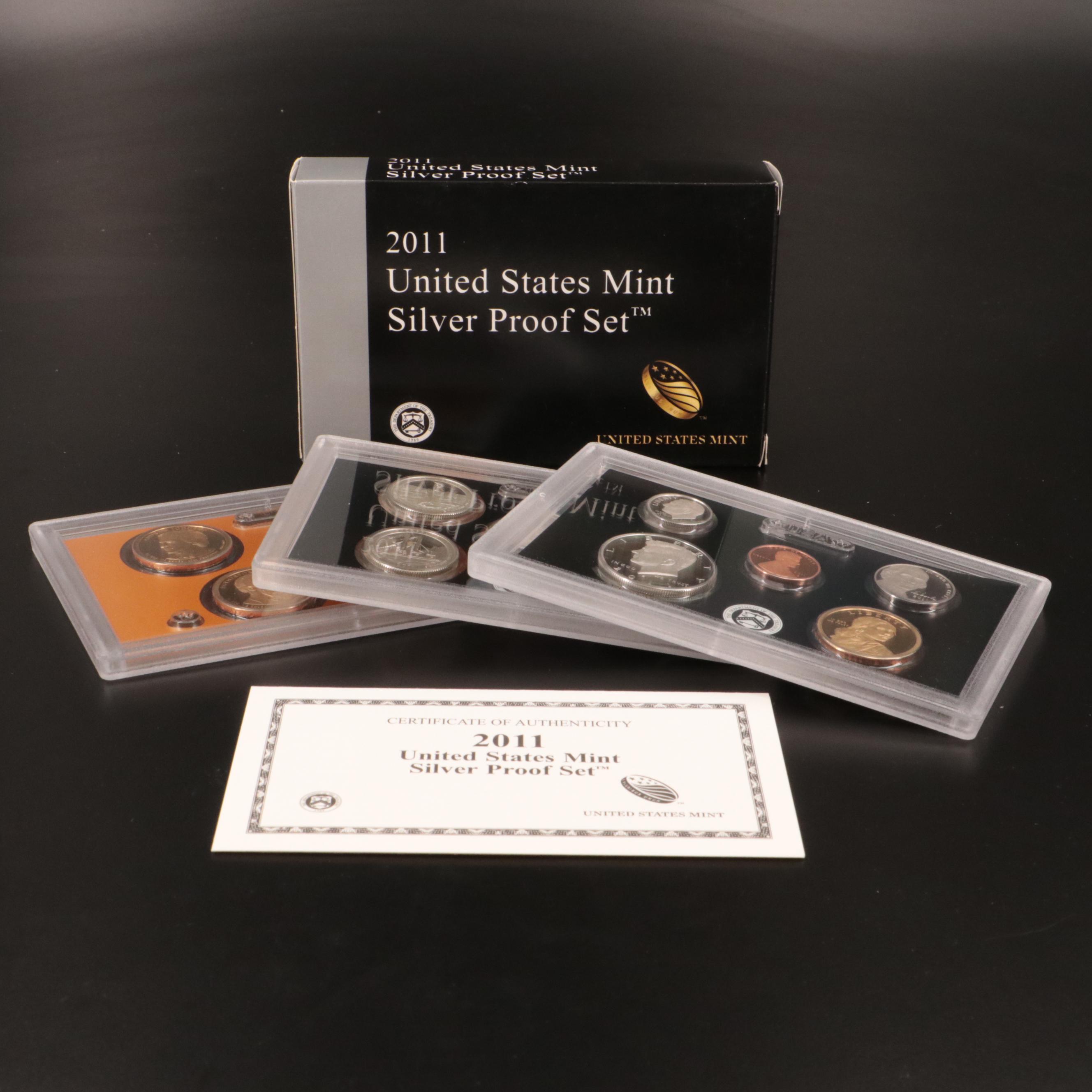 Three U.S. Mint Silver Proof Sets With a 1999 Set