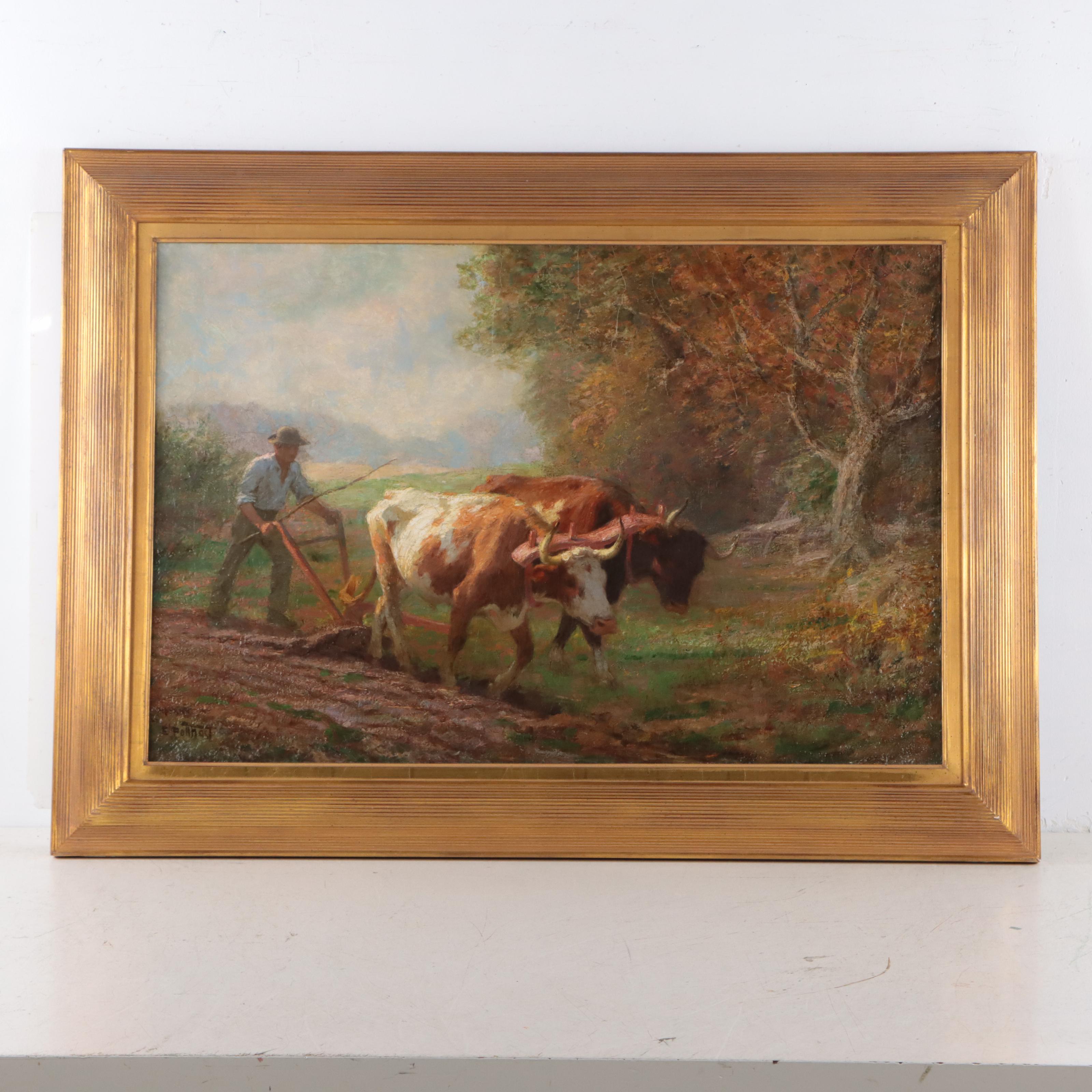 Edward Henry Potthast American Impressionist Oil Painting "Cattle Driver," 1903