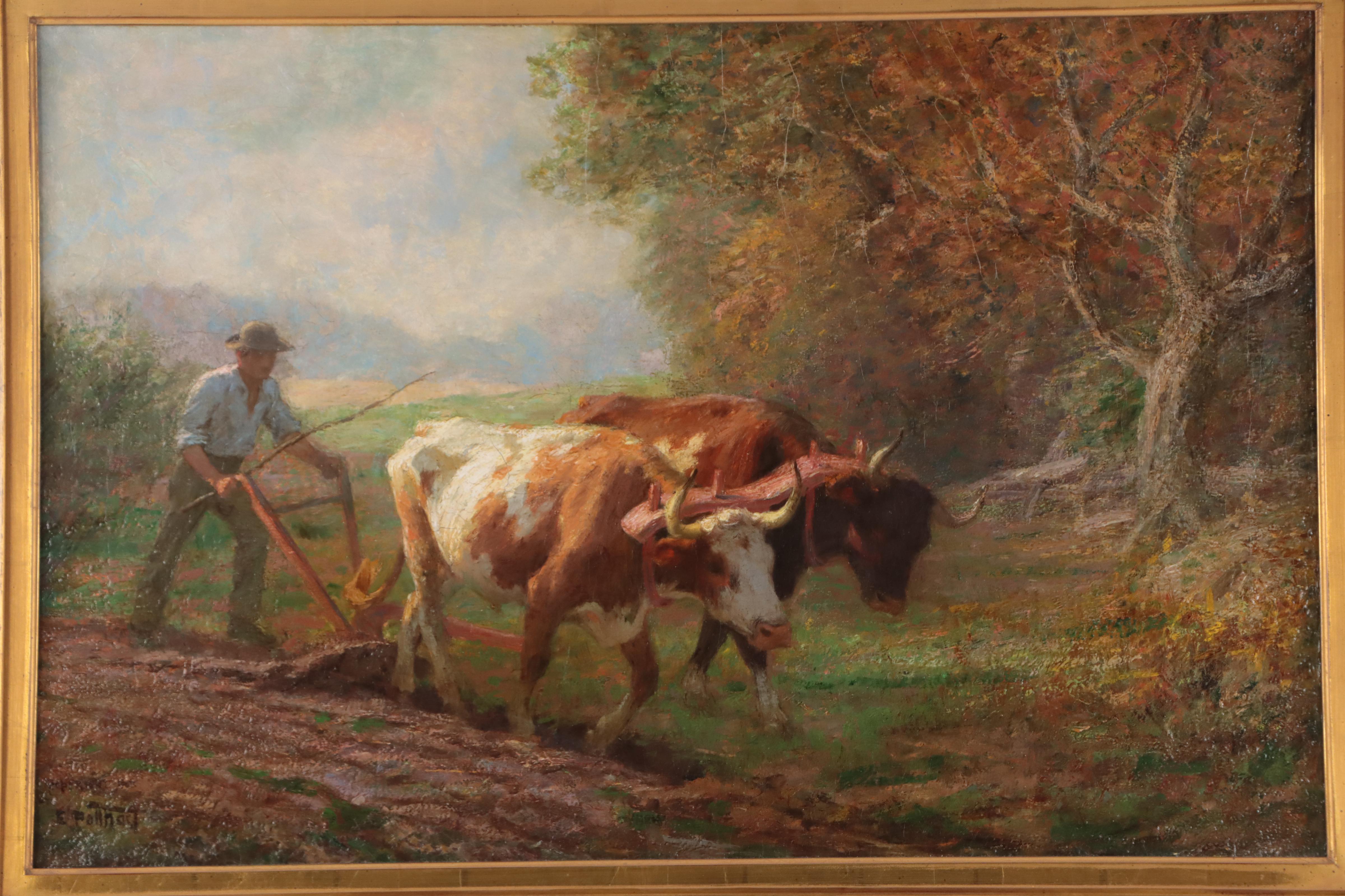 Edward Henry Potthast American Impressionist Oil Painting "Cattle Driver," 1903