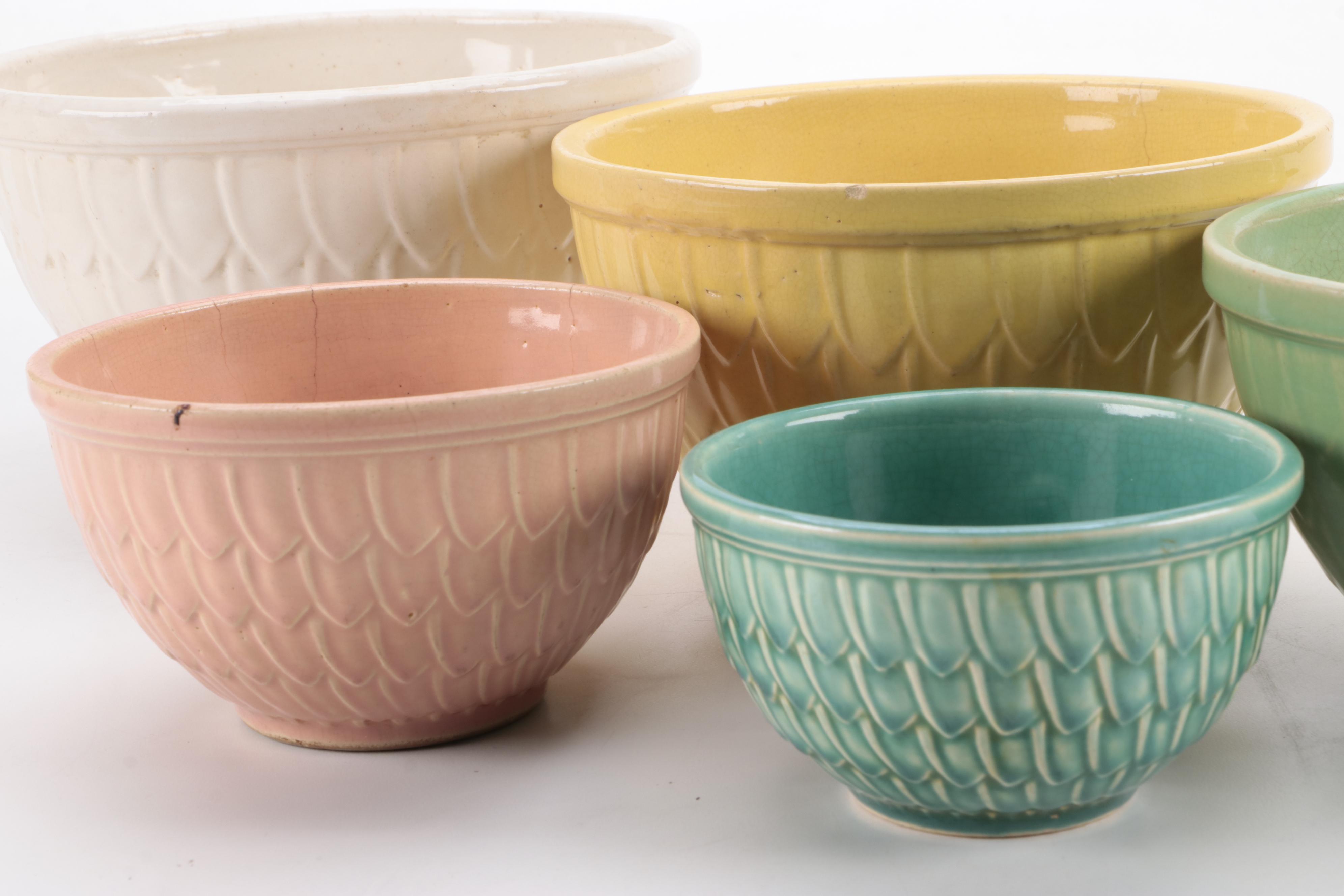 McCoy Pottery Fish Scale Pattern Ceramic Bowls, Mid-20th Century