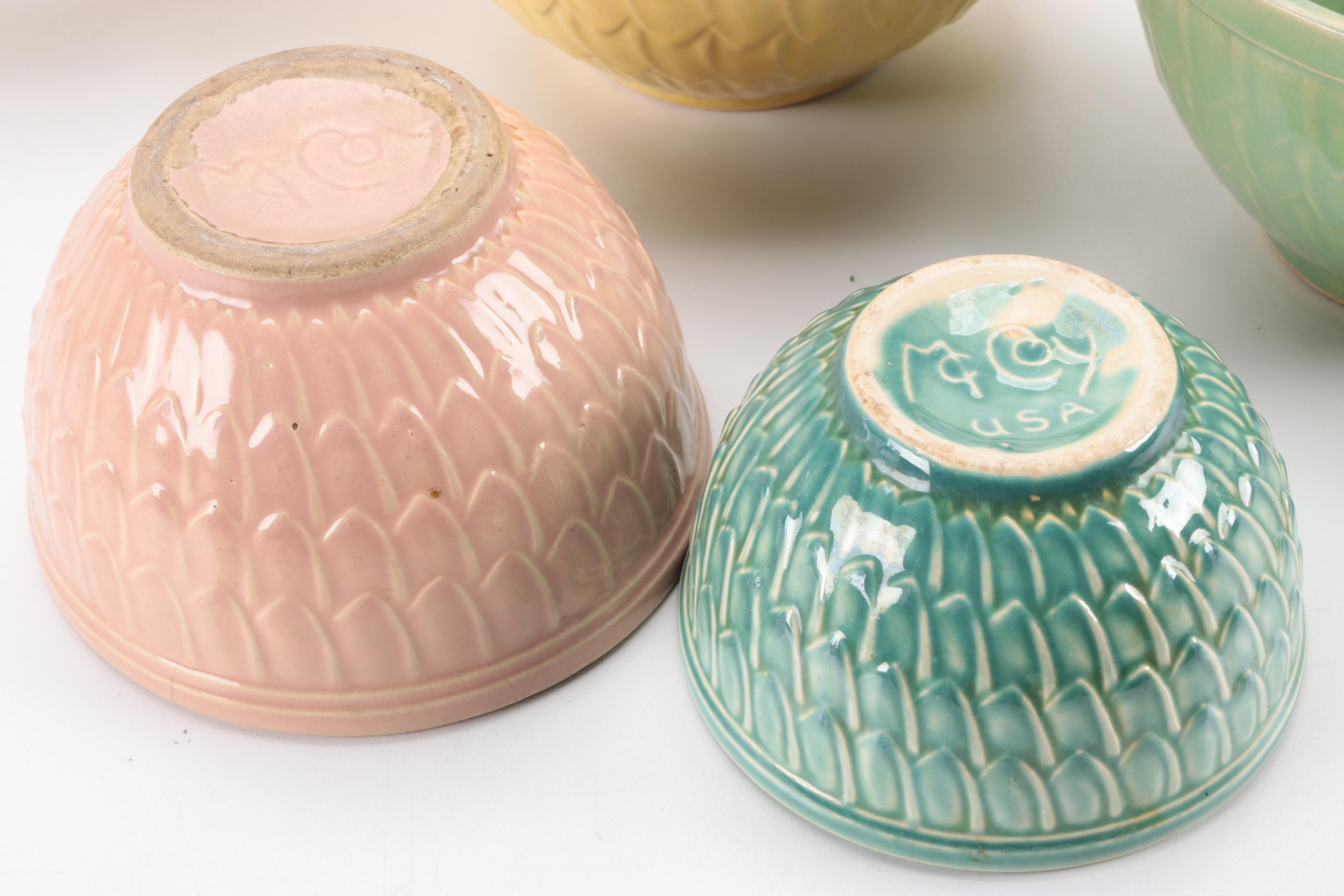 McCoy Pottery Fish Scale Pattern Ceramic Bowls, Mid-20th Century