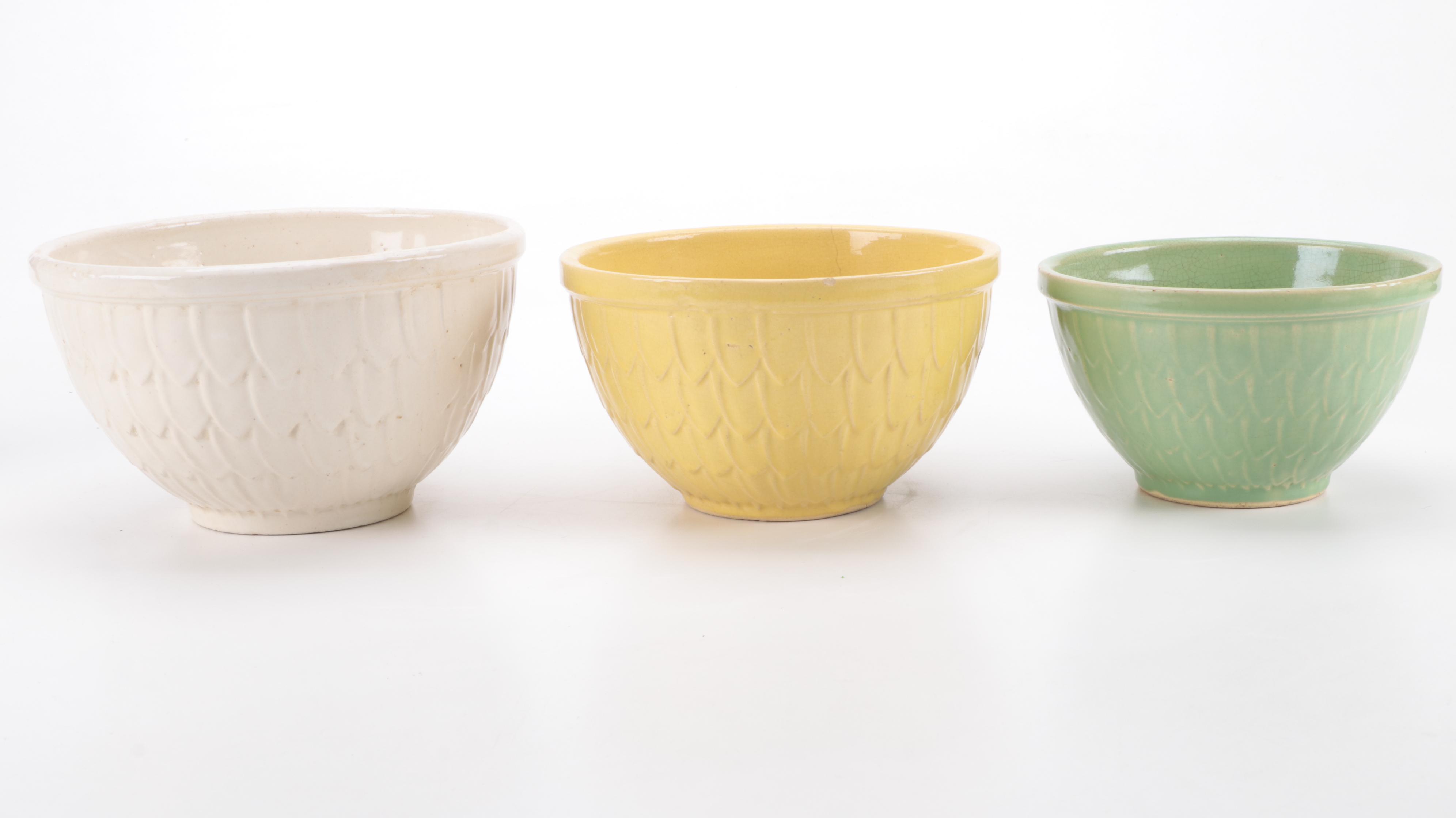 McCoy Pottery Fish Scale Pattern Ceramic Bowls, Mid-20th Century