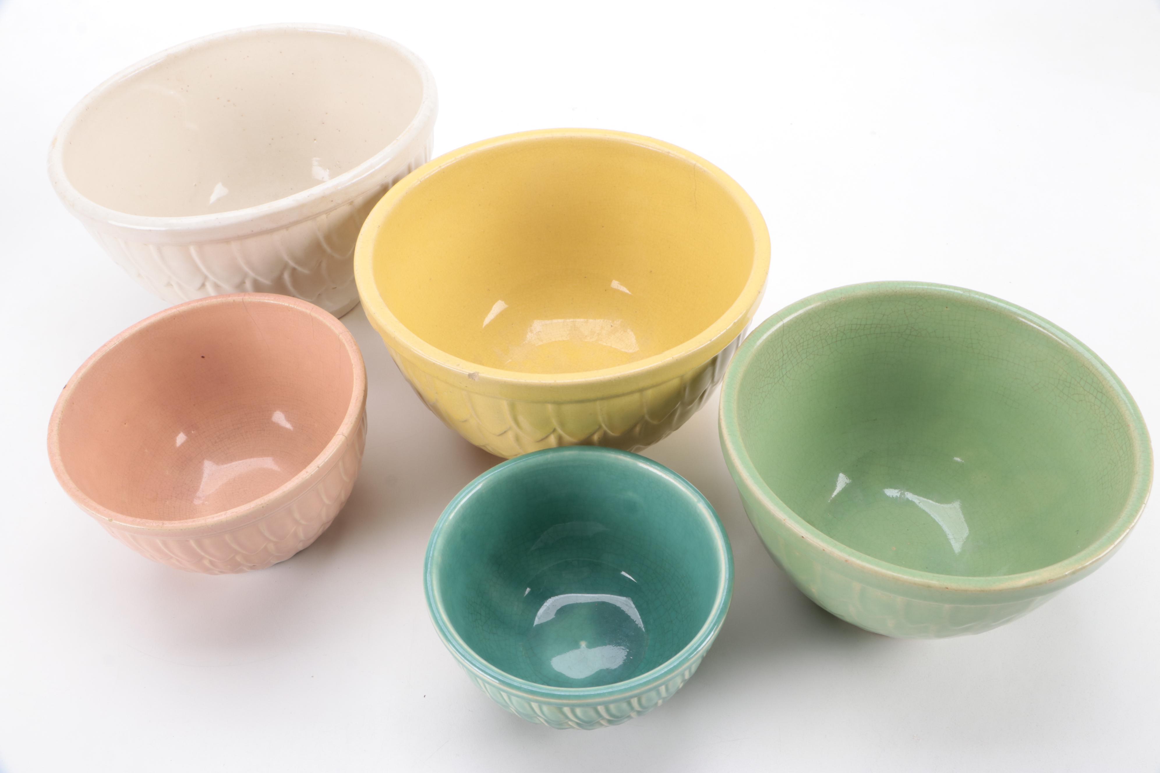 McCoy Pottery Fish Scale Pattern Ceramic Bowls, Mid-20th Century