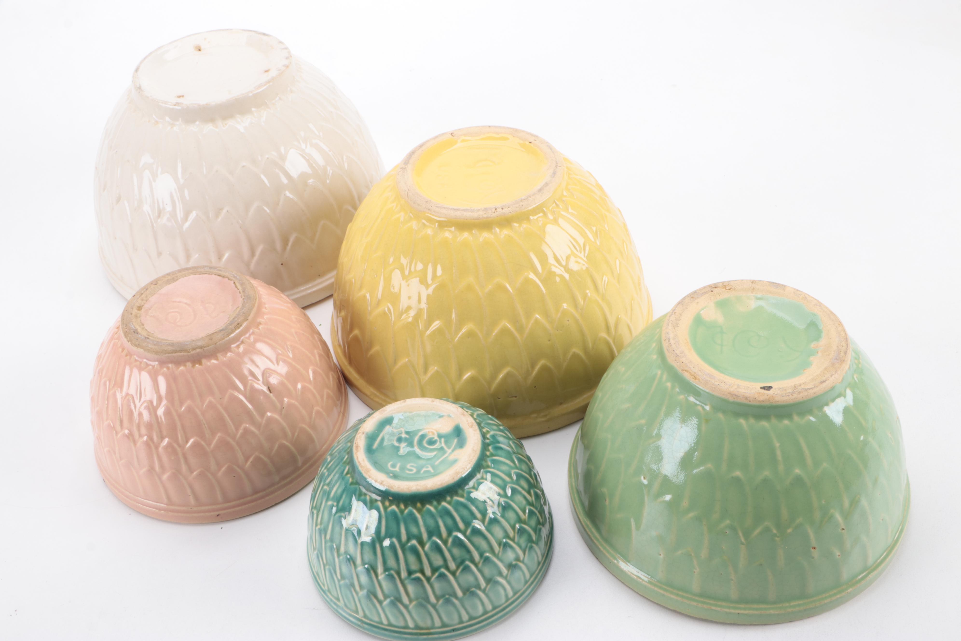 McCoy Pottery Fish Scale Pattern Ceramic Bowls, Mid-20th Century