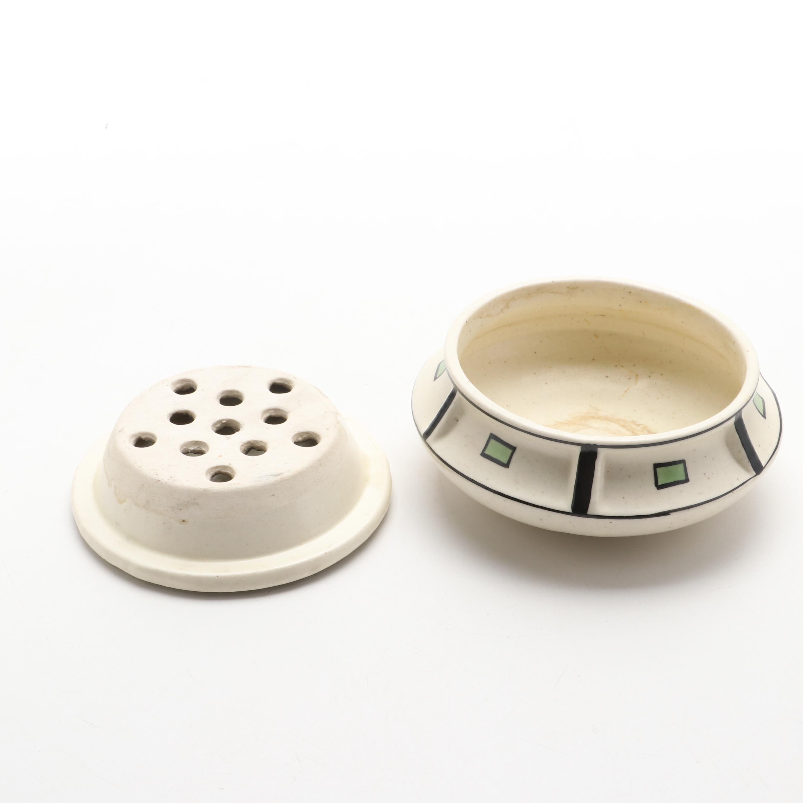 Roseville Pottery Art Deco Creamware Flower Frog, Early 20th Century