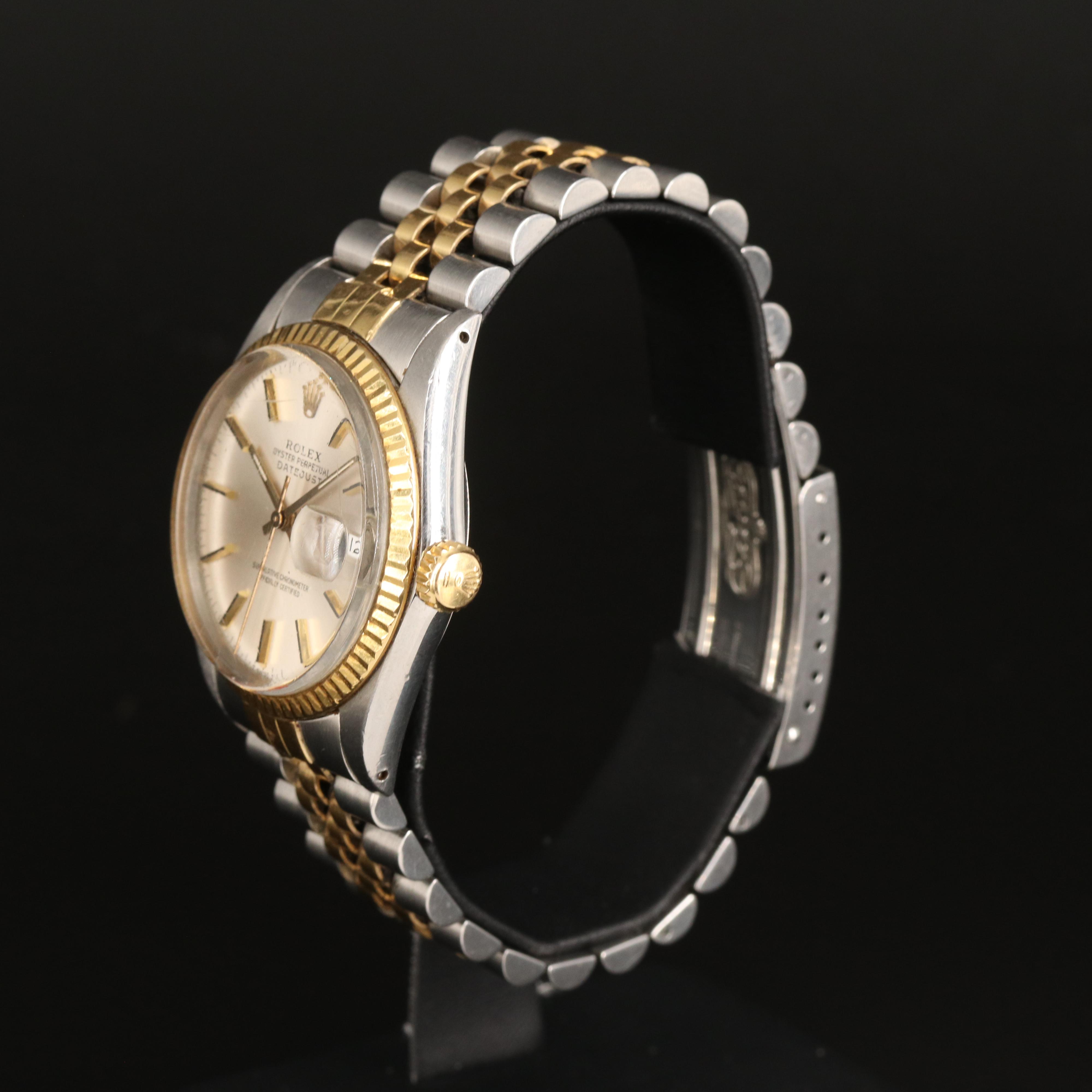 Rolex 18k and Stainless Steel Oyster Perpetual Datejust Watch Circa 1985