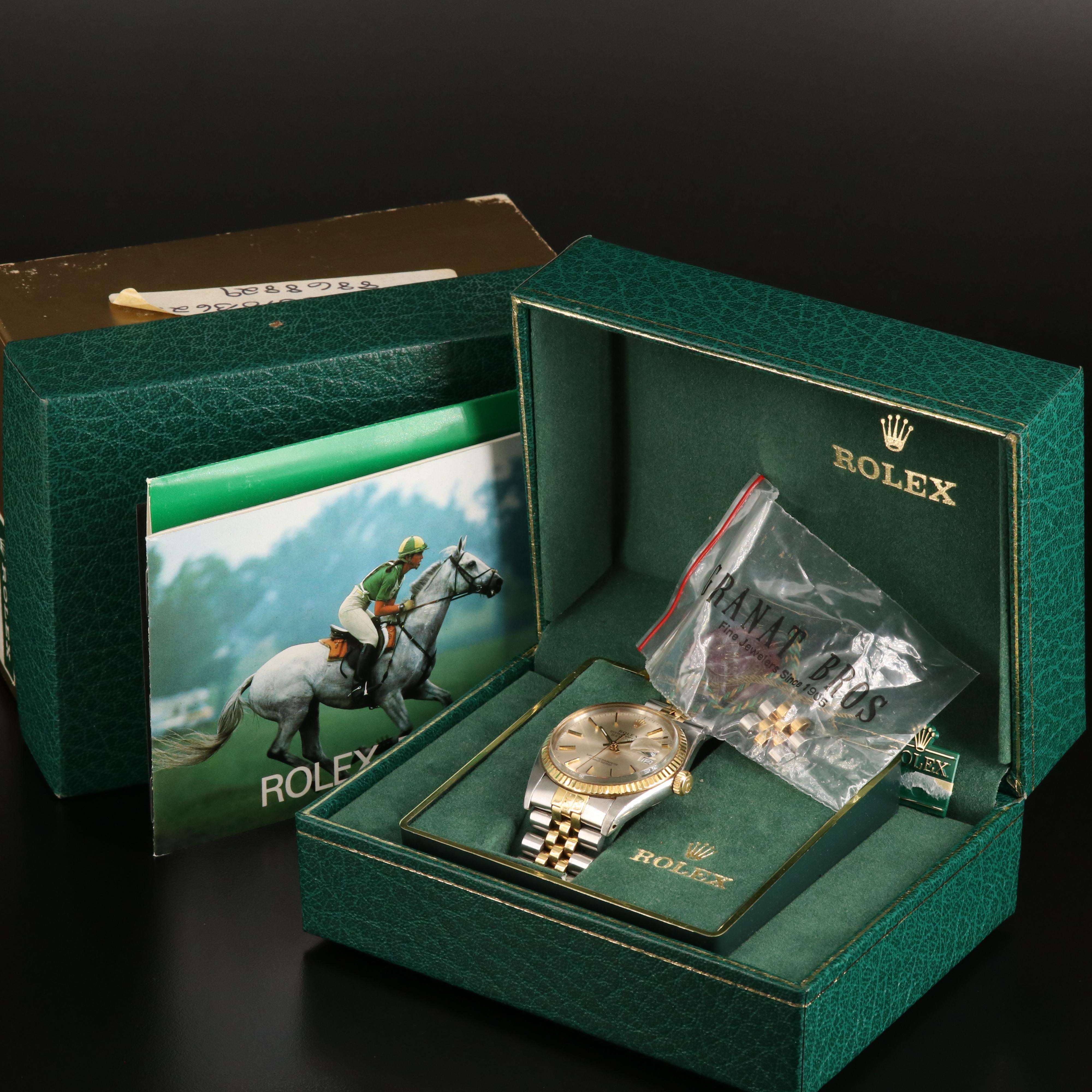 Rolex 18k and Stainless Steel Oyster Perpetual Datejust Watch Circa 1985