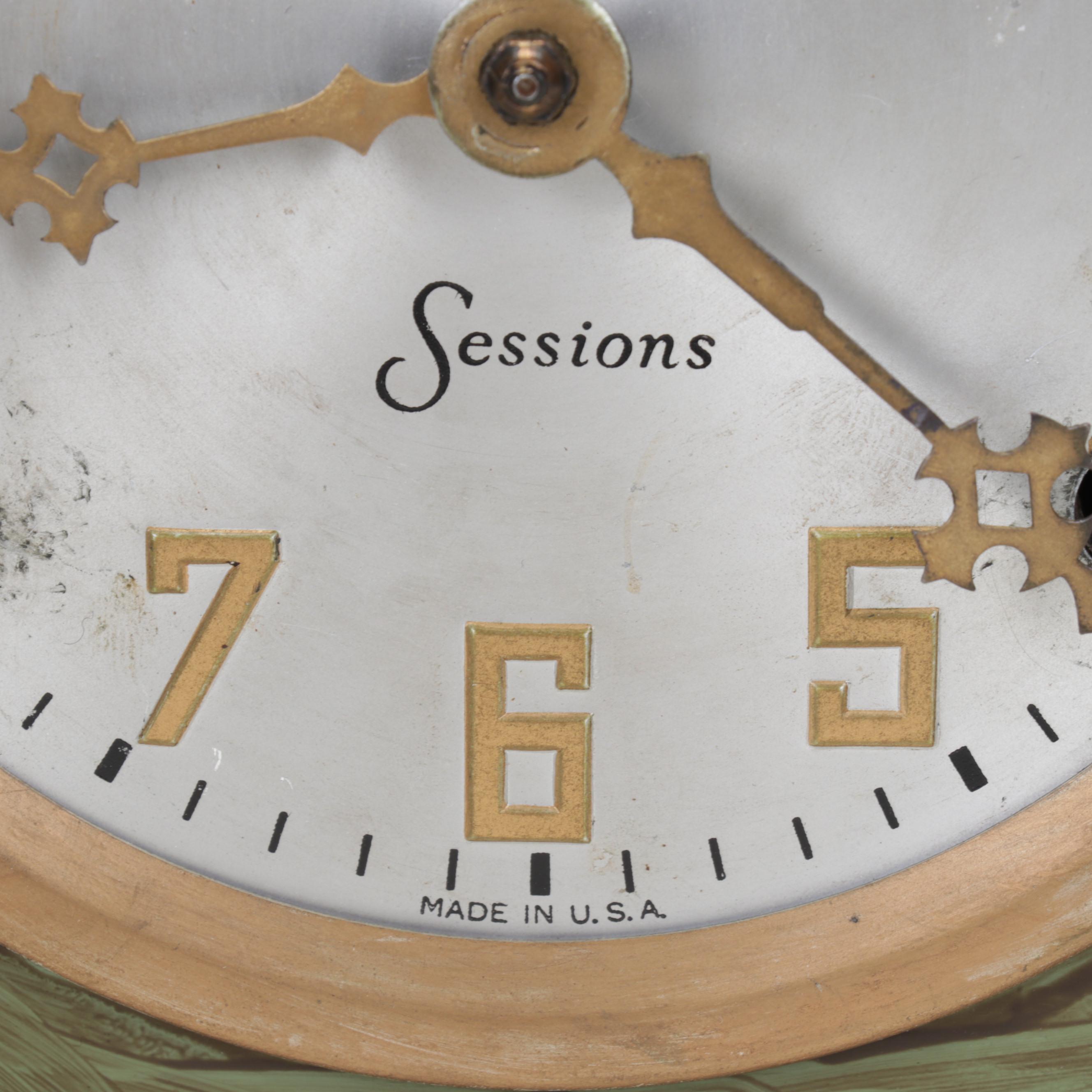 Hand-Painted and Stenciled Sessions Tambour Mantel Clock
