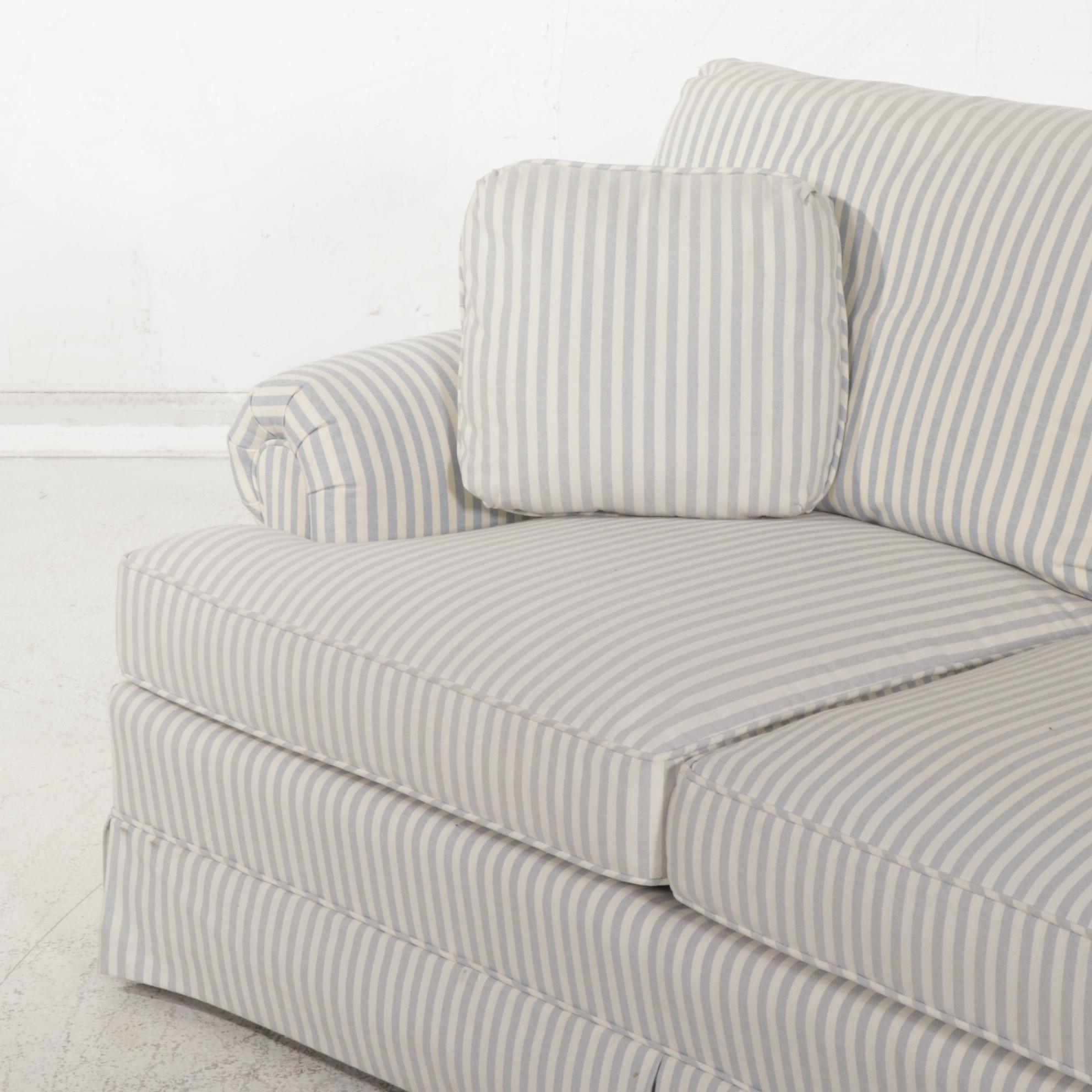 Lee Industries Striped Canvas Upholstered Sofa, Late 20th Century