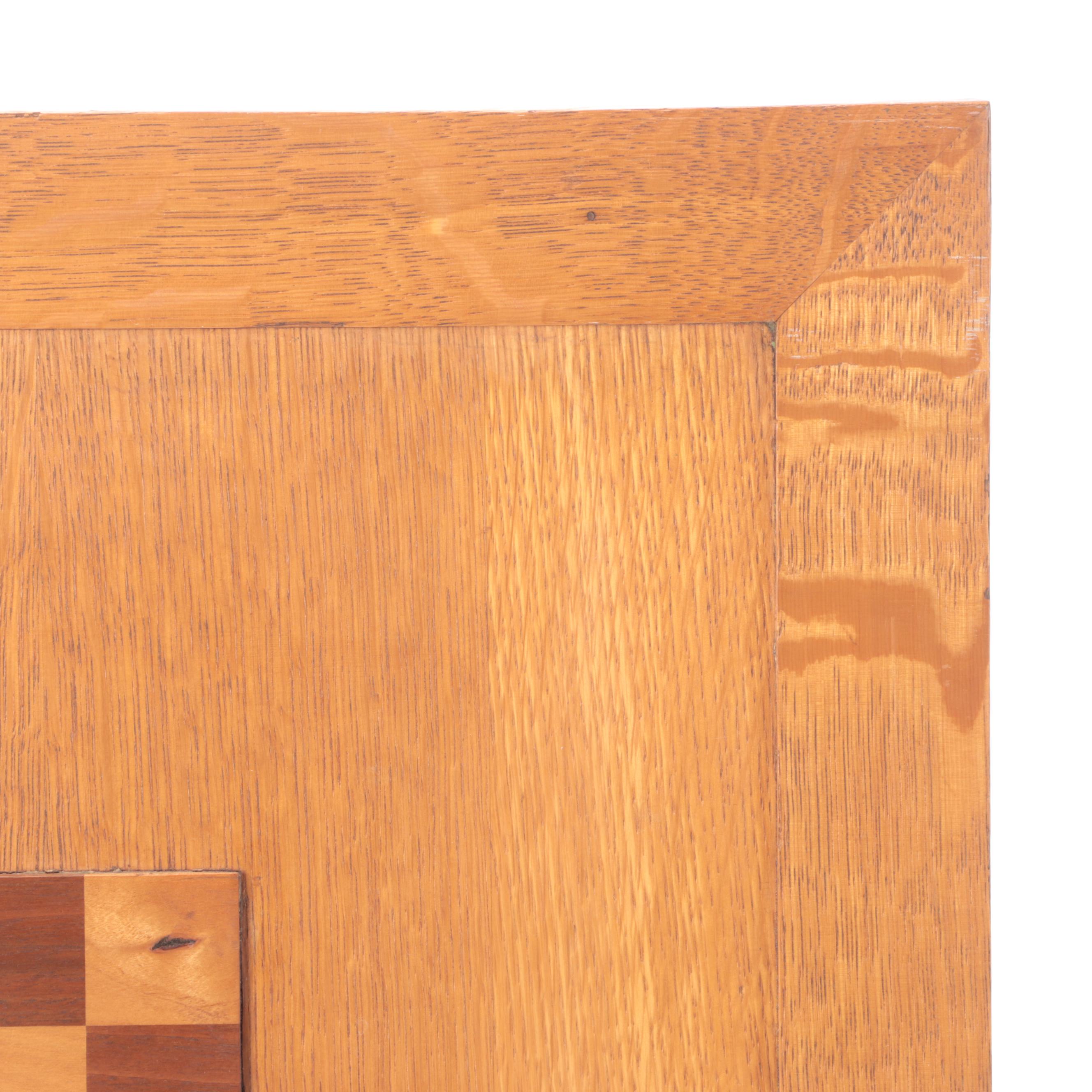 Oak Framed Walnut and Butternut Chess and Checkers Game Board