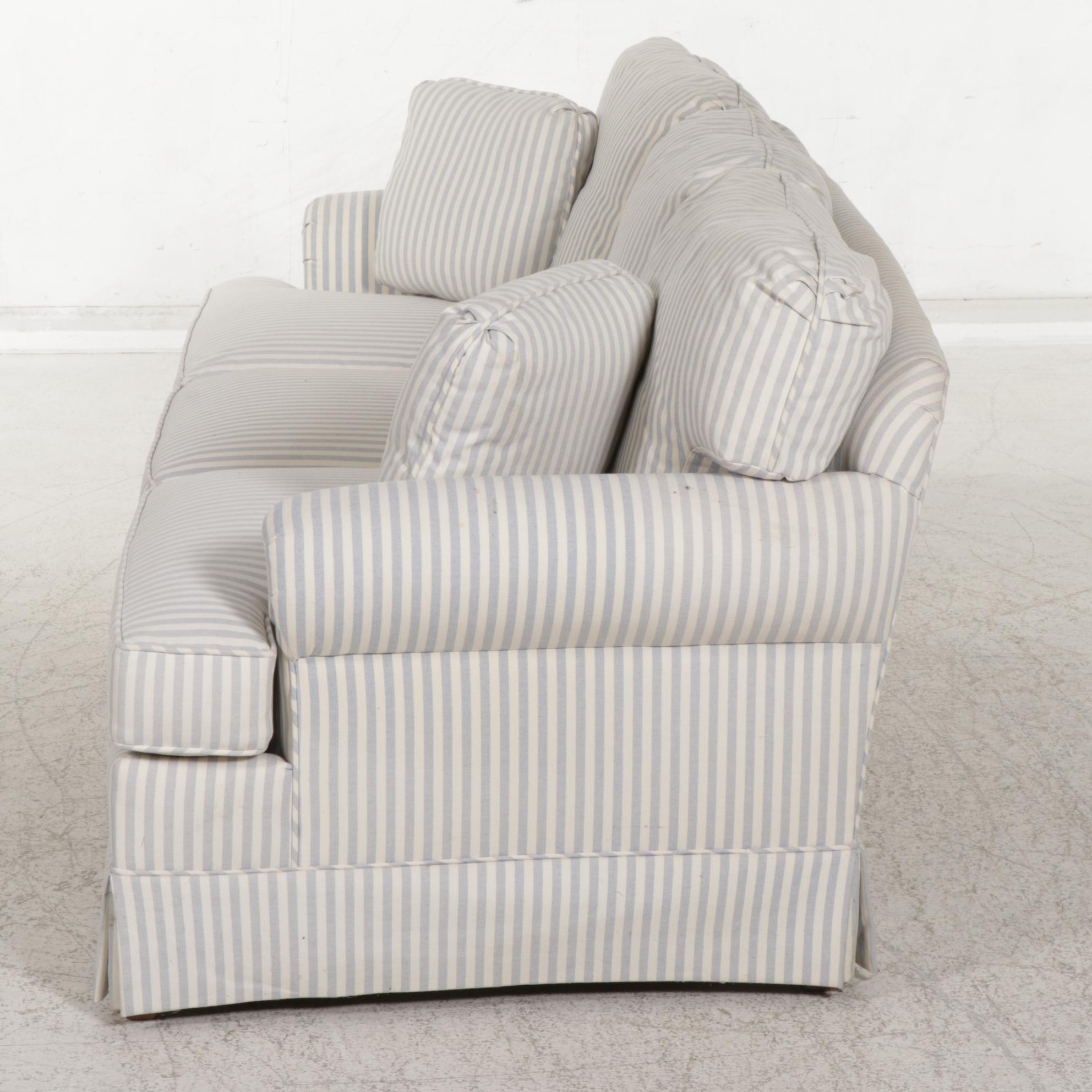 Lee Industries Striped Canvas Upholstered Sofa, Late 20th Century