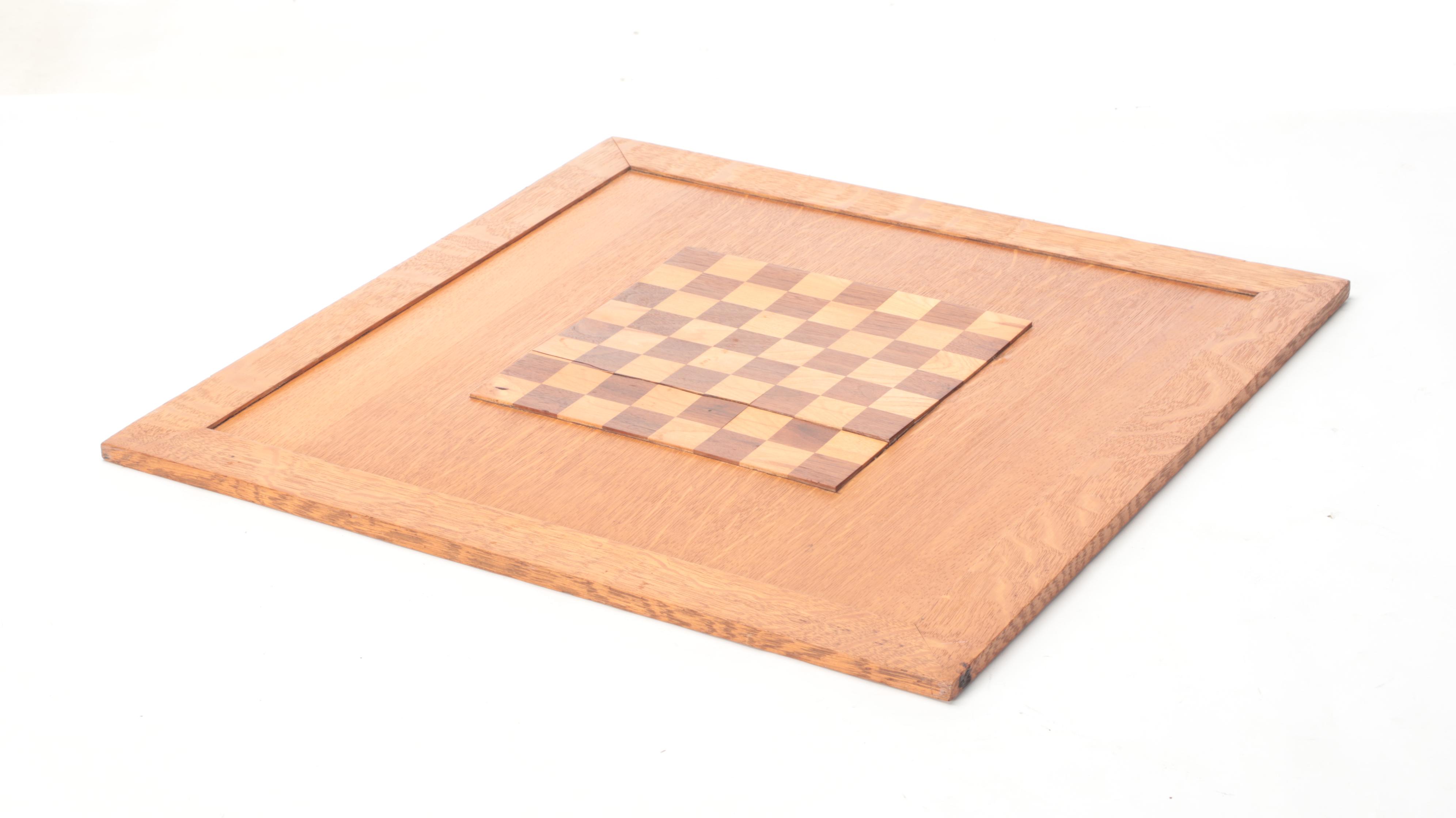 Oak Framed Walnut and Butternut Chess and Checkers Game Board