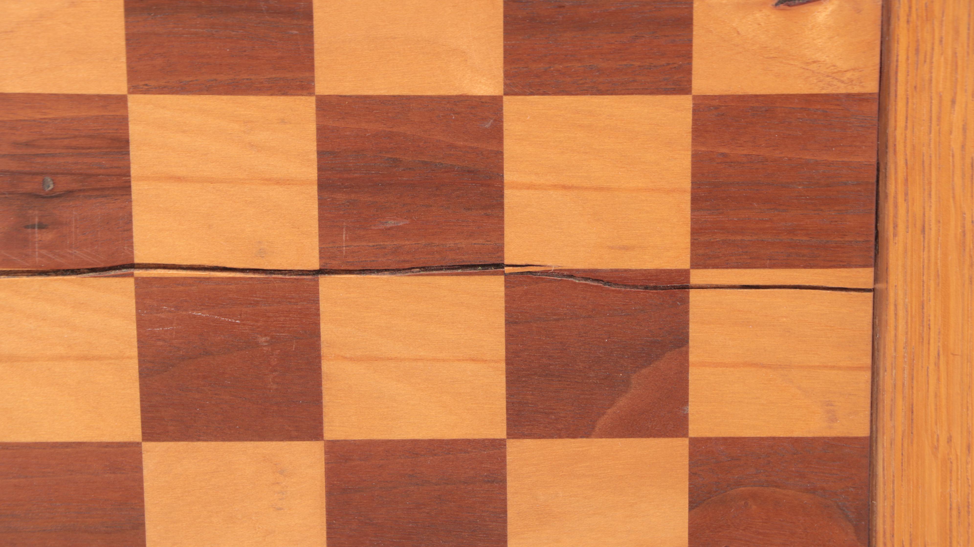 Oak Framed Walnut and Butternut Chess and Checkers Game Board