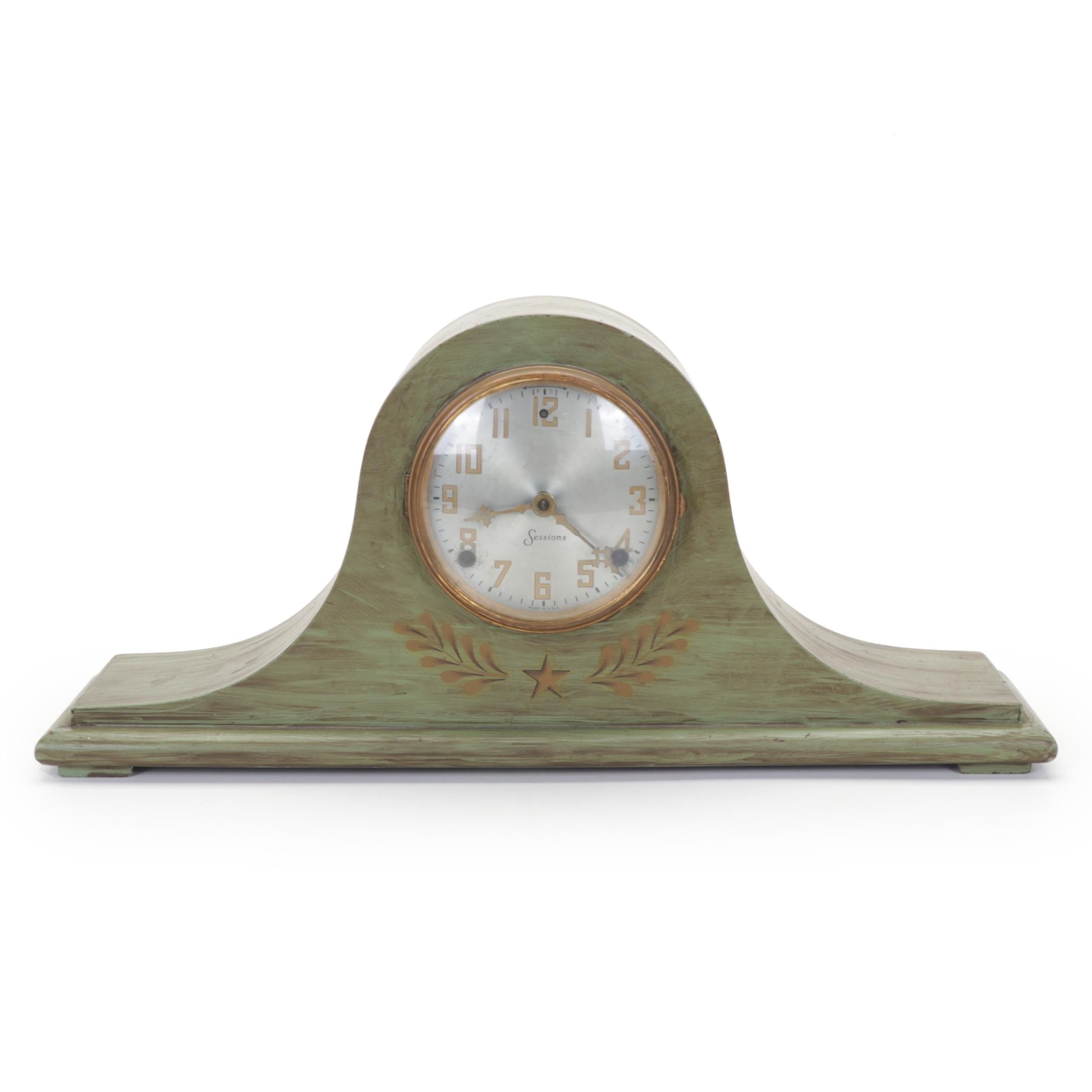 Hand-Painted and Stenciled Sessions Tambour Mantel Clock