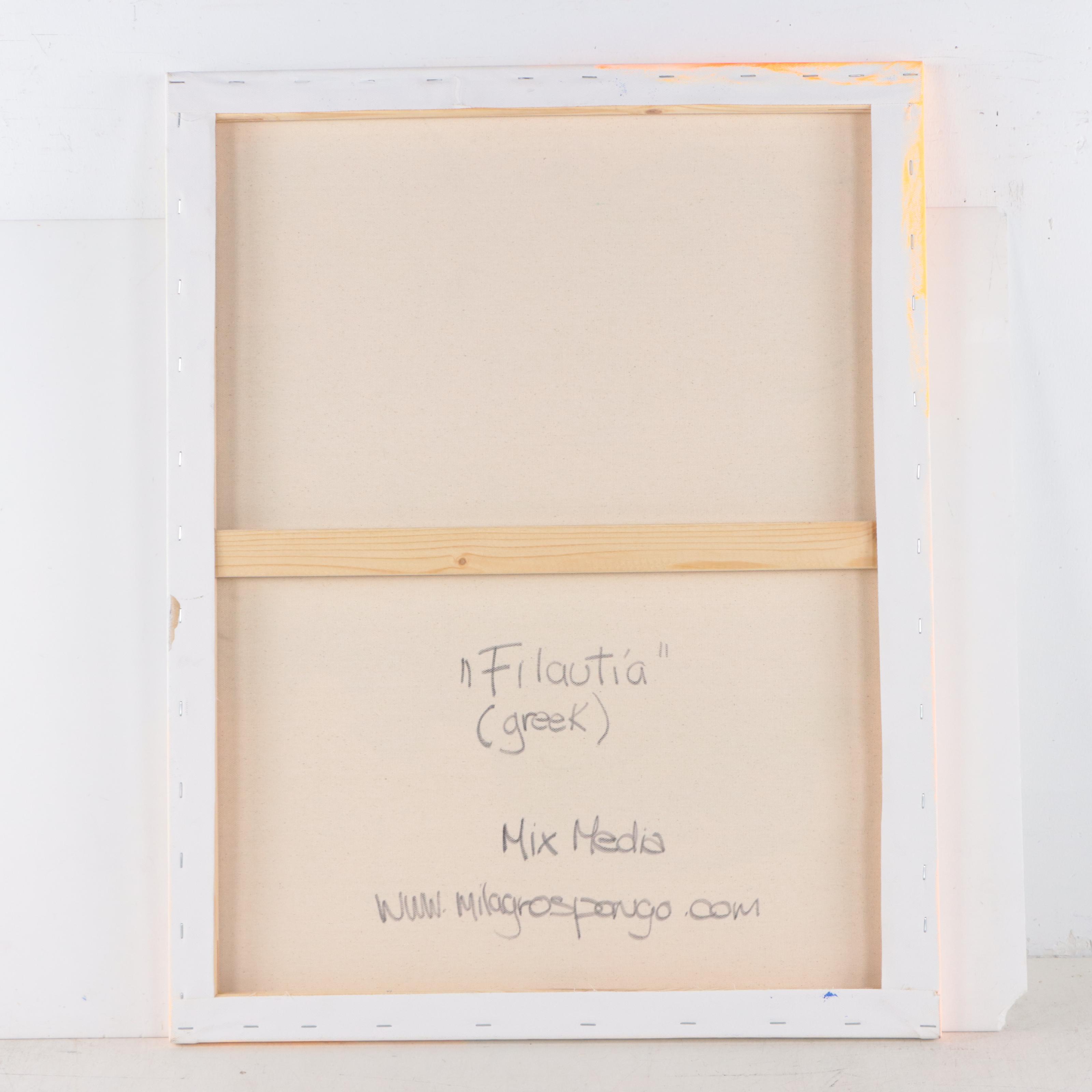 Milagros Pongo Abstract Mixed Media Painting "Filautía (Greek)," 21st Century