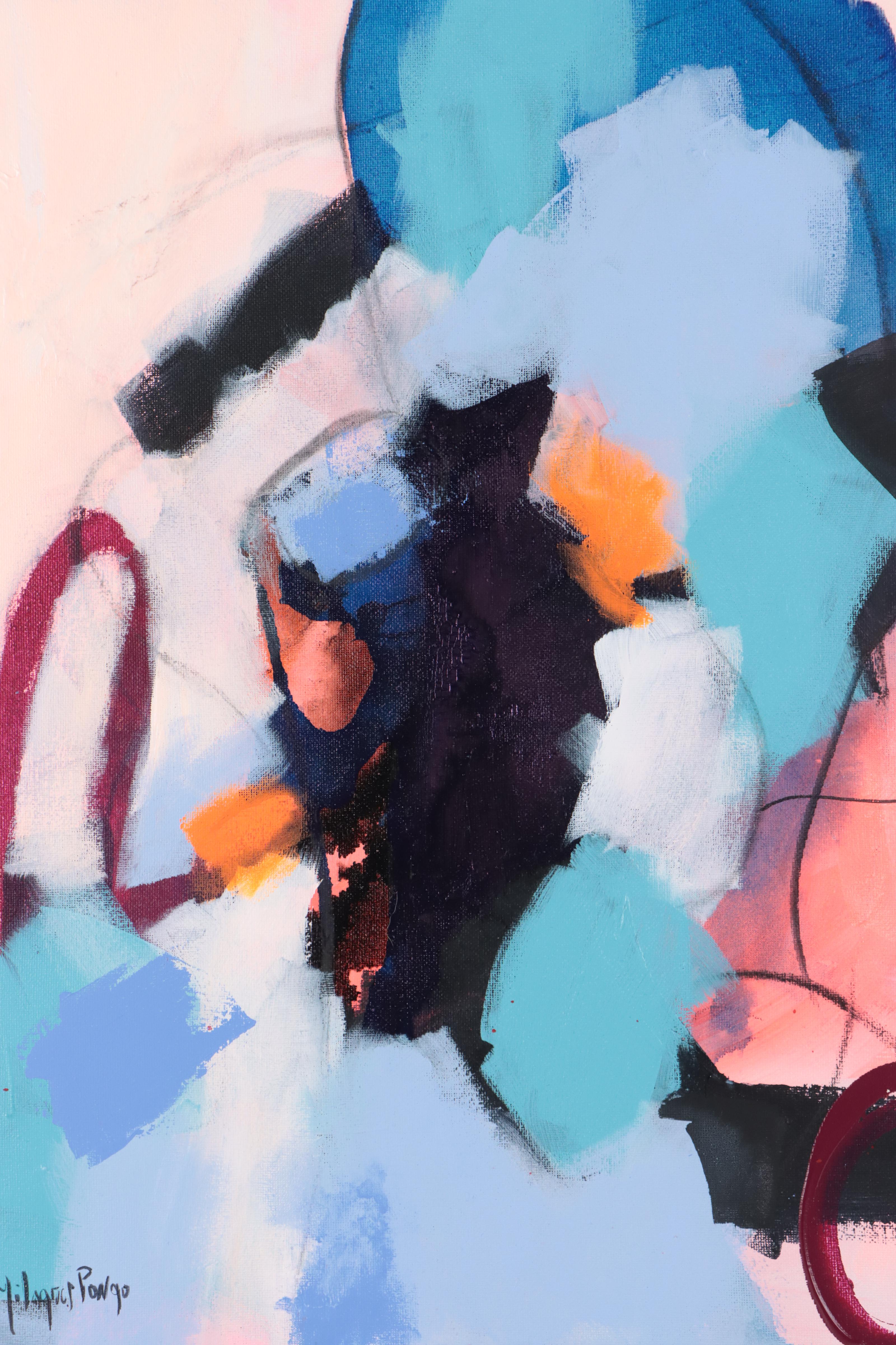 Milagros Pongo Abstract Mixed Media Painting "Ramé (Balines)," 21st Century