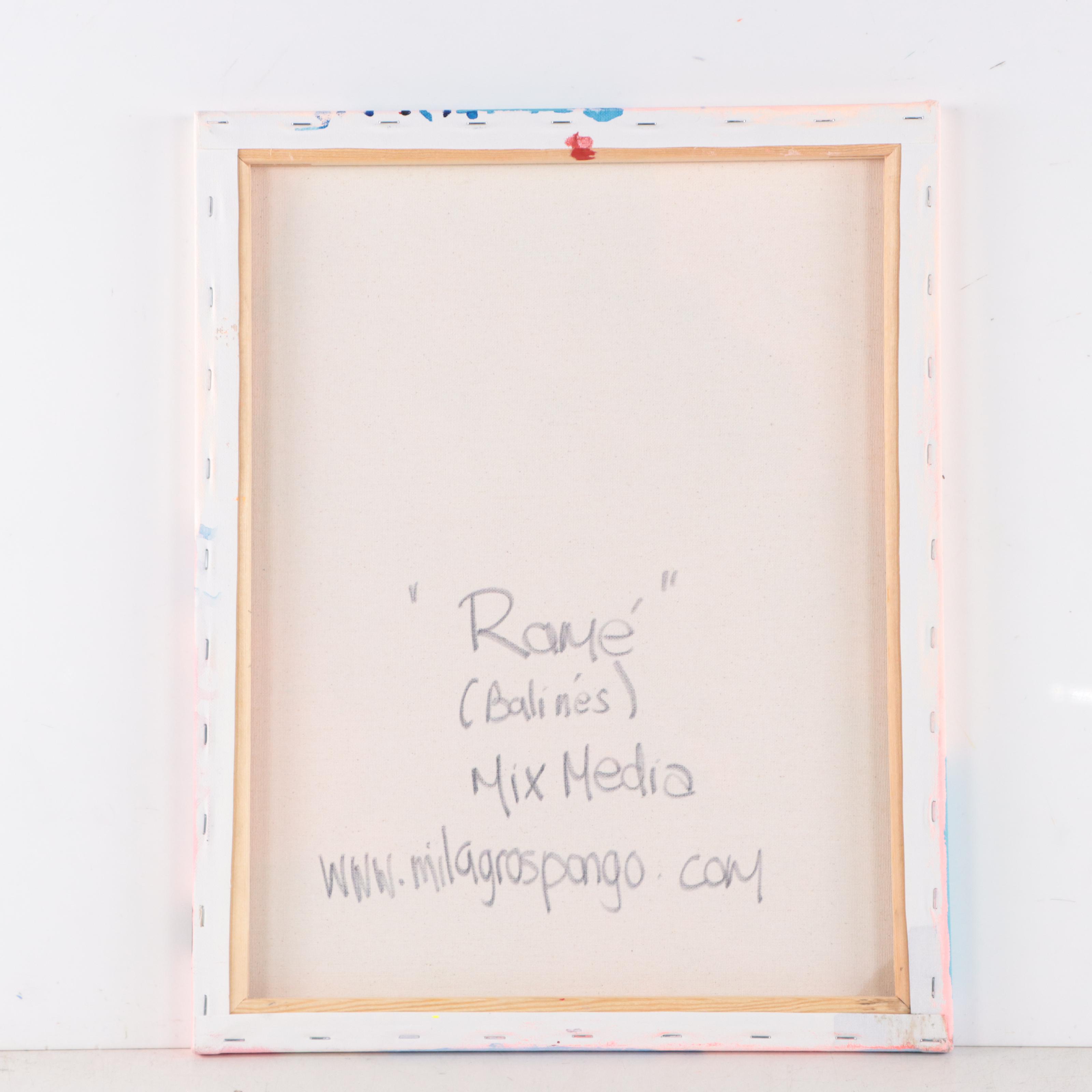 Milagros Pongo Abstract Mixed Media Painting "Ramé (Balines)," 21st Century
