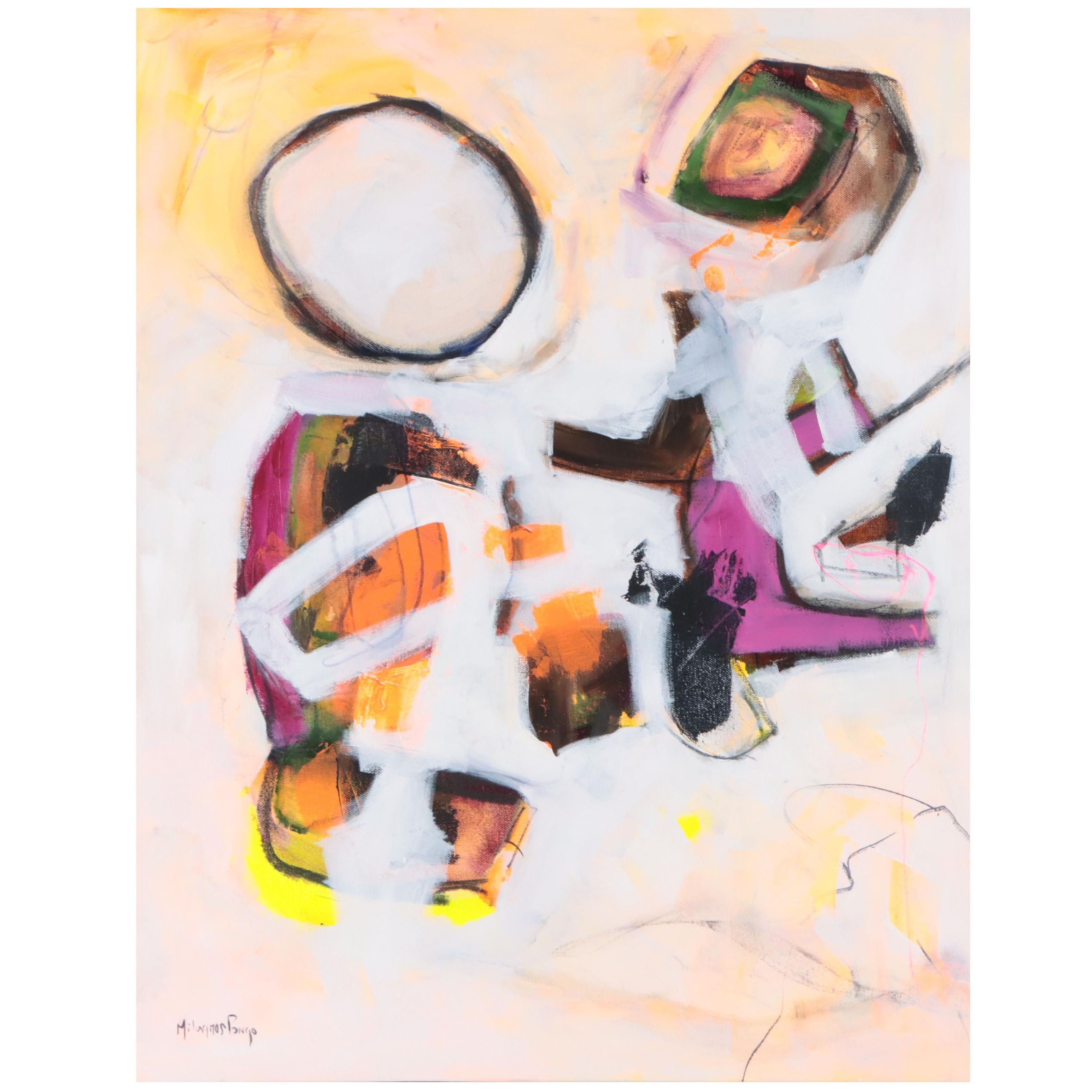 Milagros Pongo Abstract Mixed Media Painting "Filautía (Greek)," 21st Century
