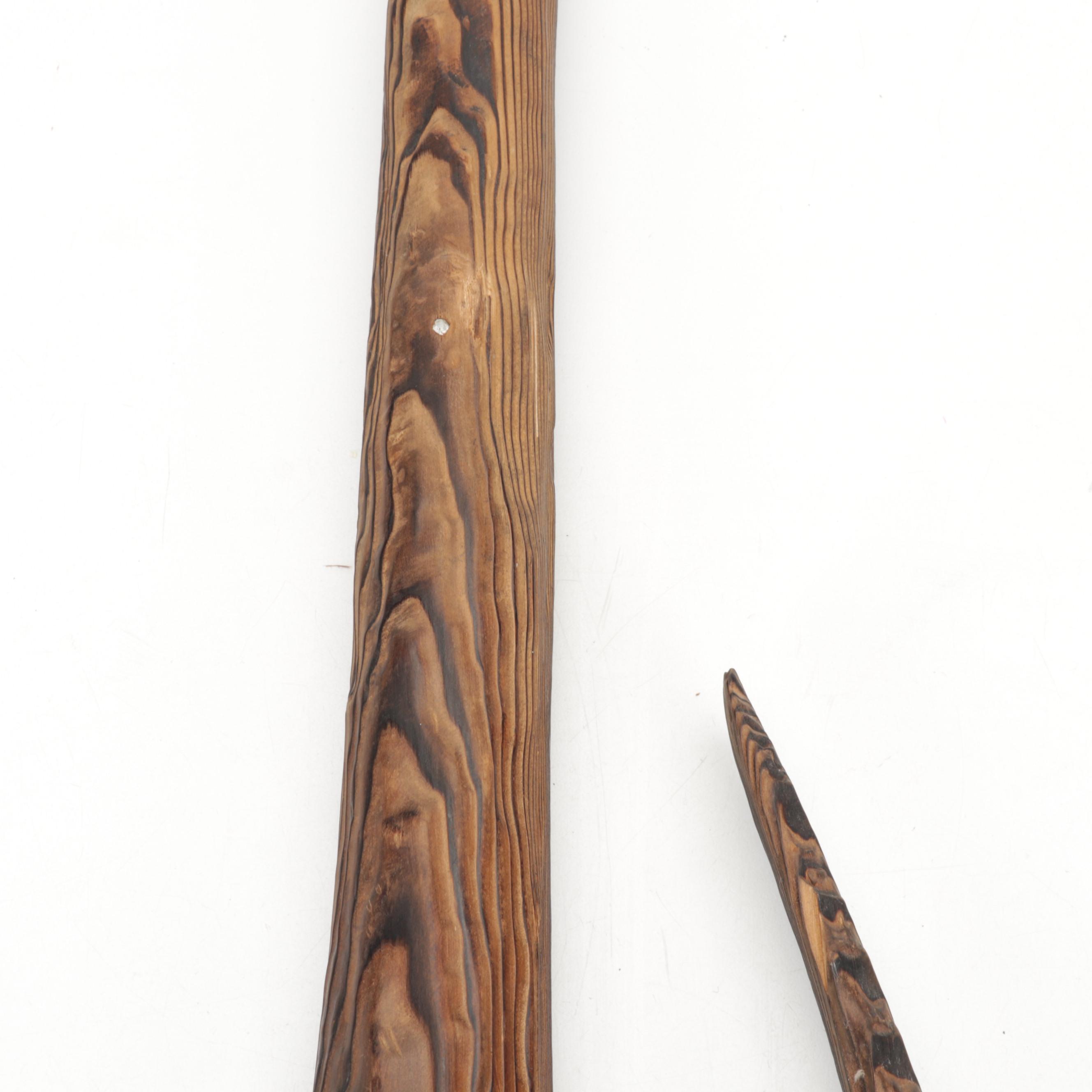 Carved Pine Folk Art Cat Sculpture