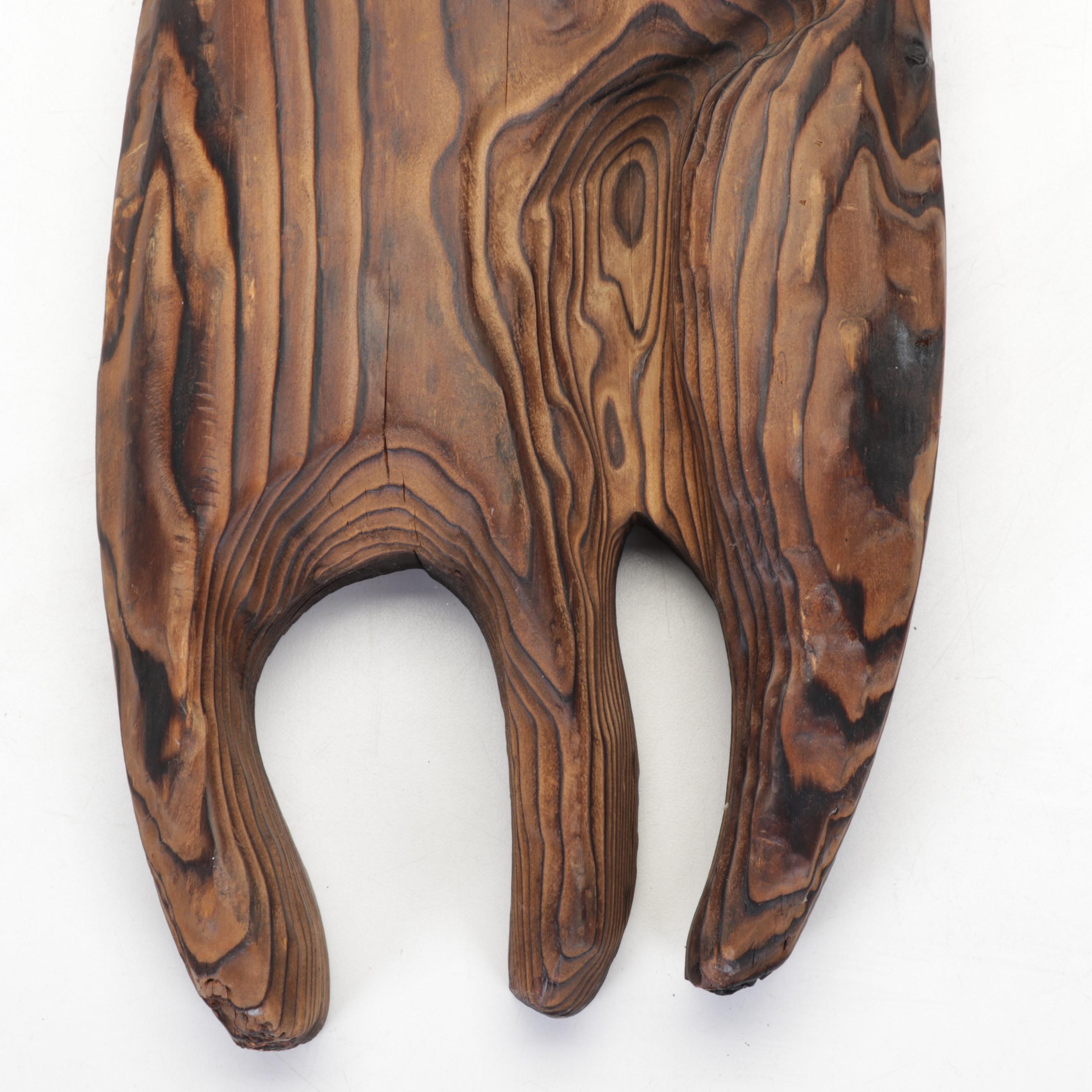 Carved Pine Folk Art Cat Sculpture