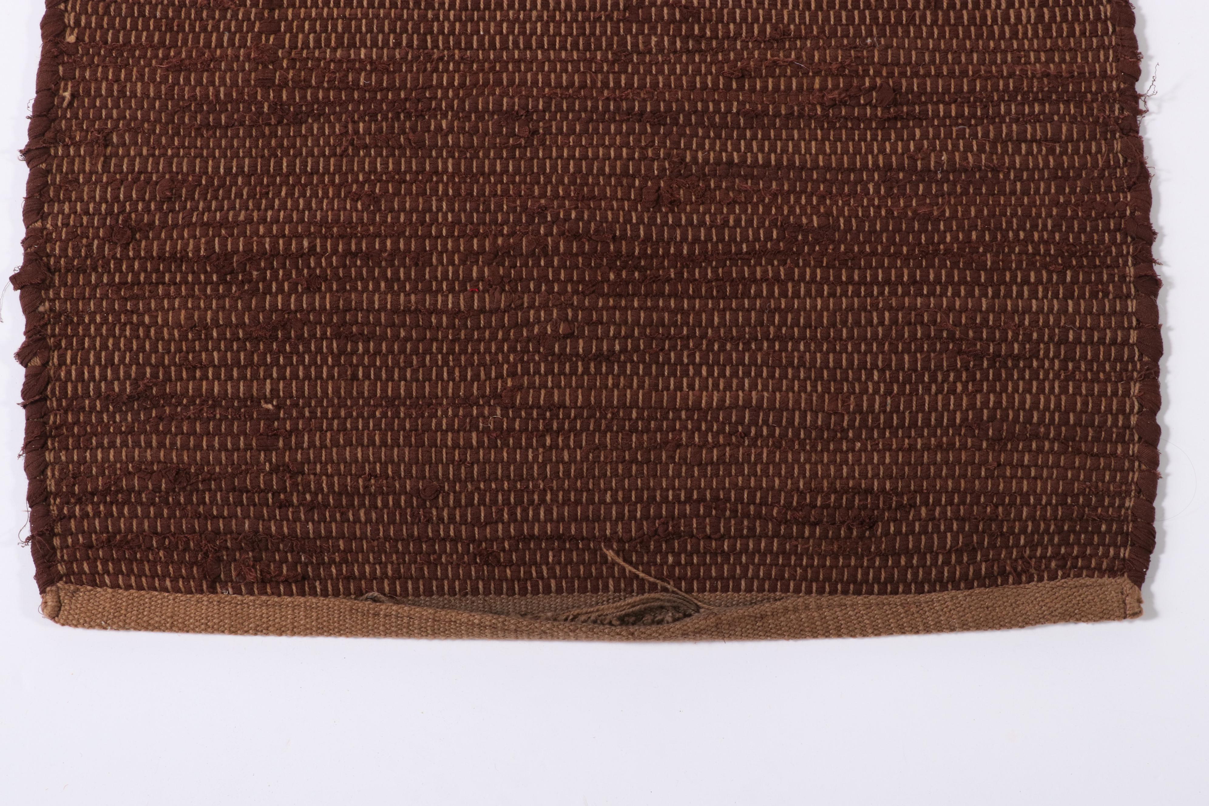 1'9 x 2'11 Handwoven Brown Rag Rug Accent Rug