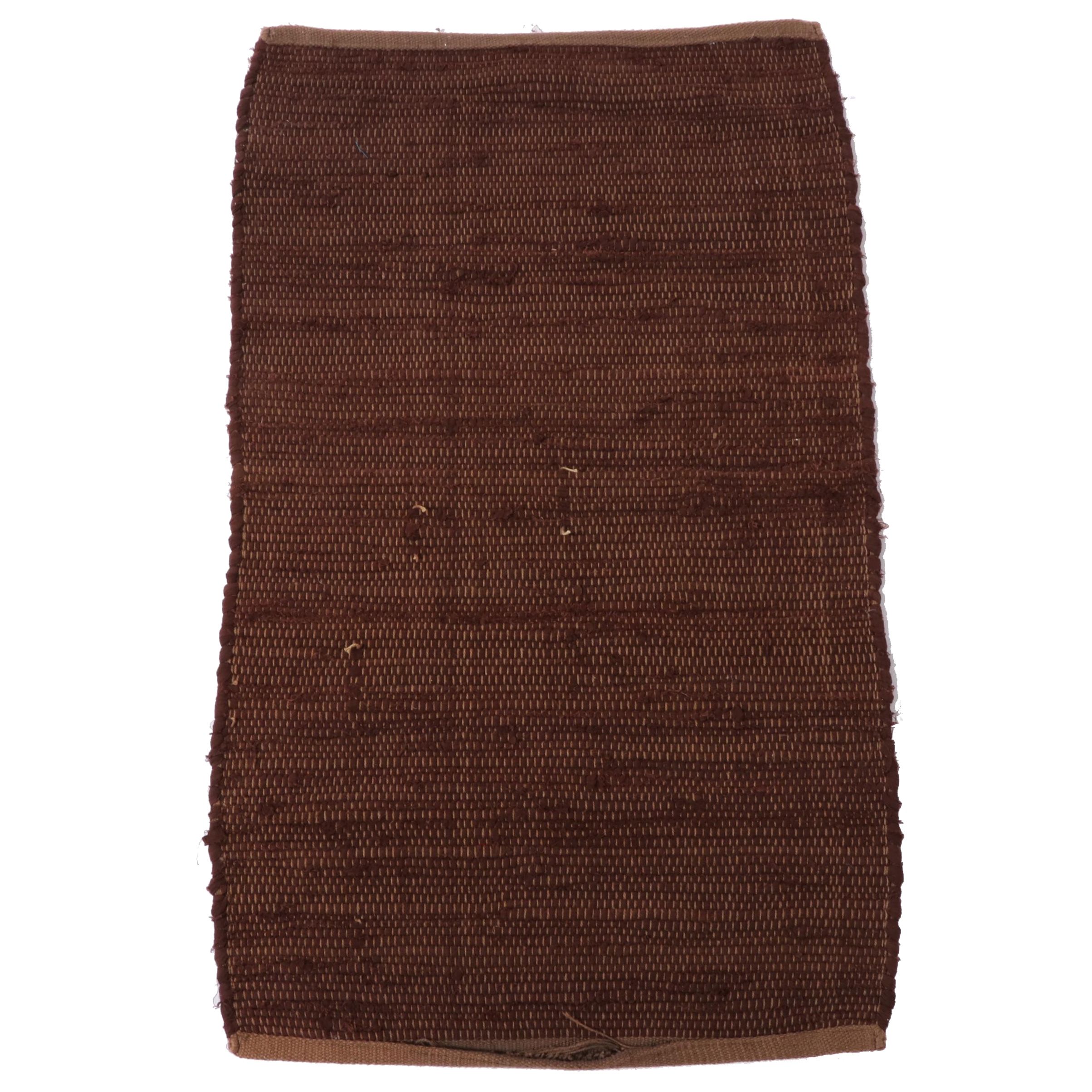 1'9 x 2'11 Handwoven Brown Rag Rug Accent Rug