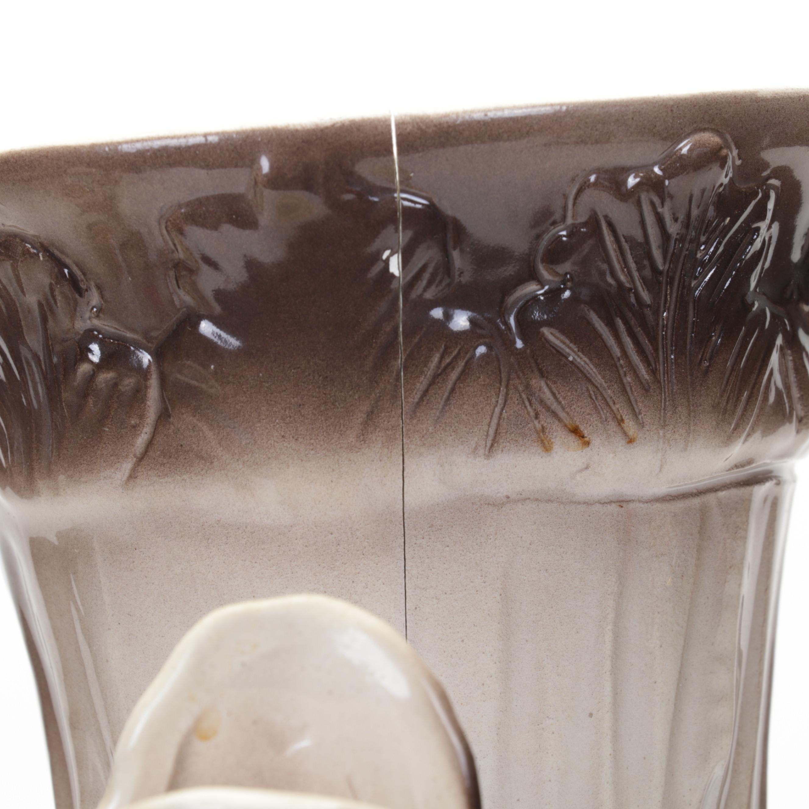 Italian Capodimonte Ceramic Rose Vases and Urn Water Pitcher