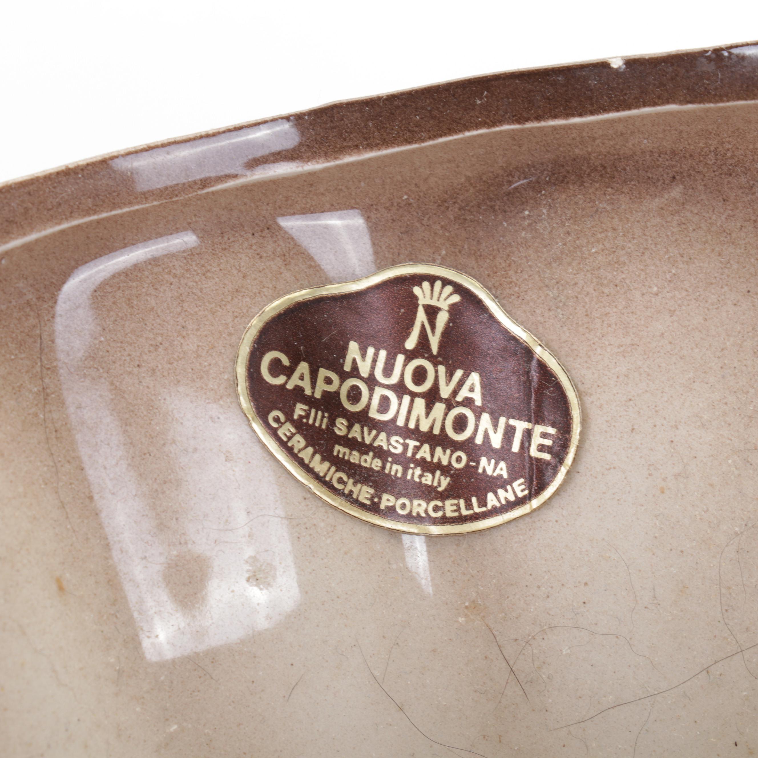 Italian Capodimonte Ceramic Rose Vases and Urn Water Pitcher