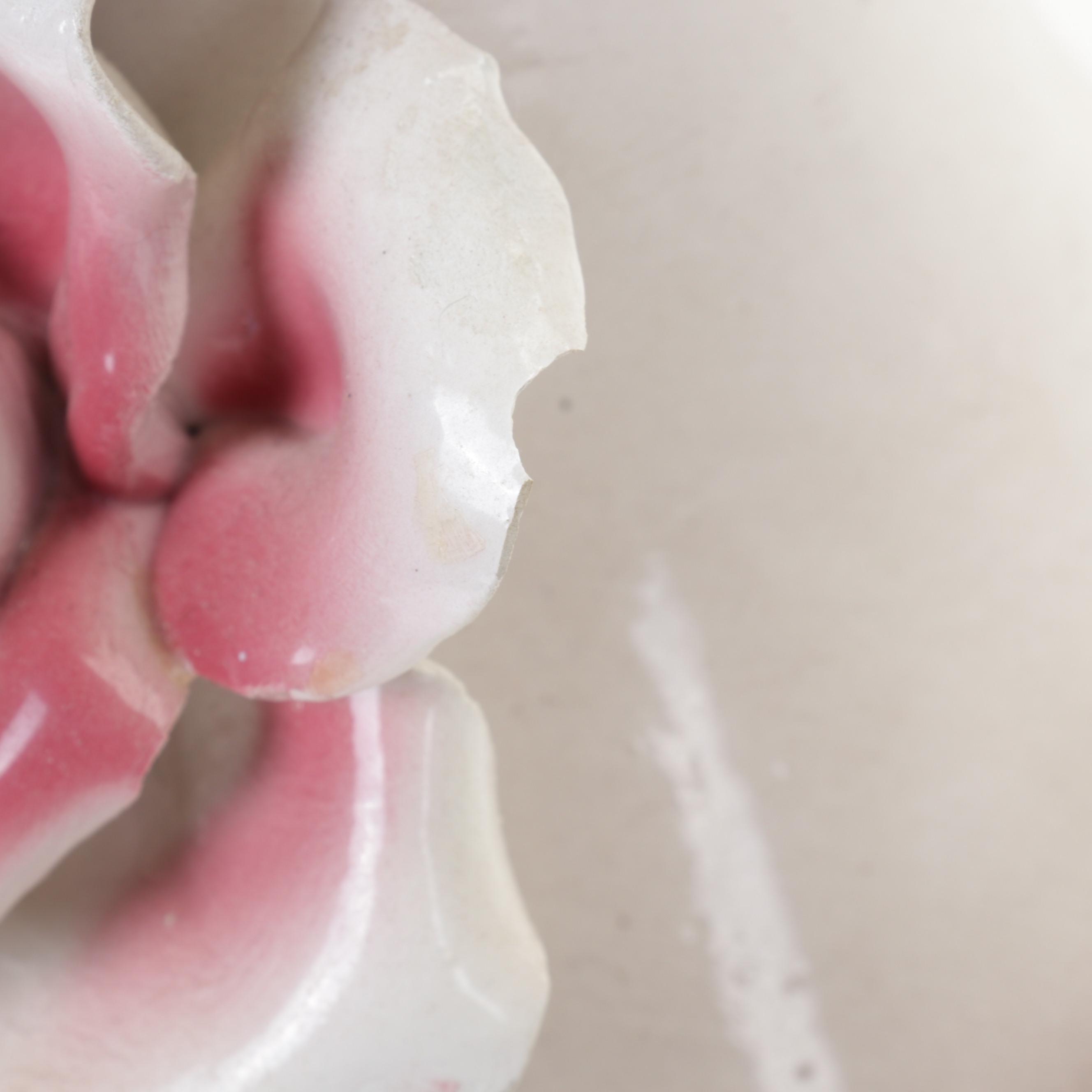 Italian Capodimonte Ceramic Rose Vases and Urn Water Pitcher