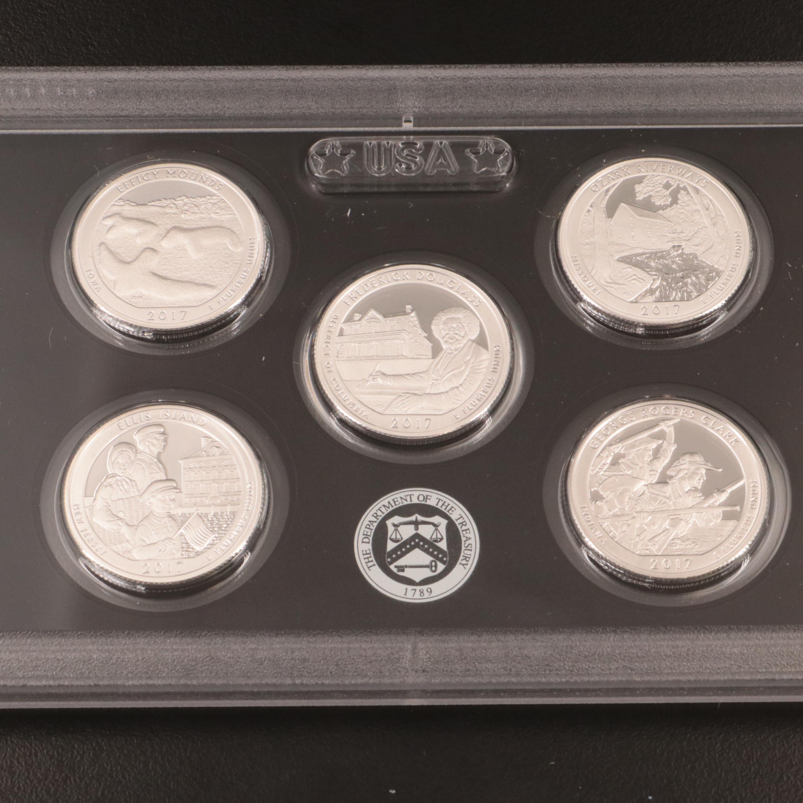 Three U.S. Mint Silver Proof Sets 2014, 2015, 2017
