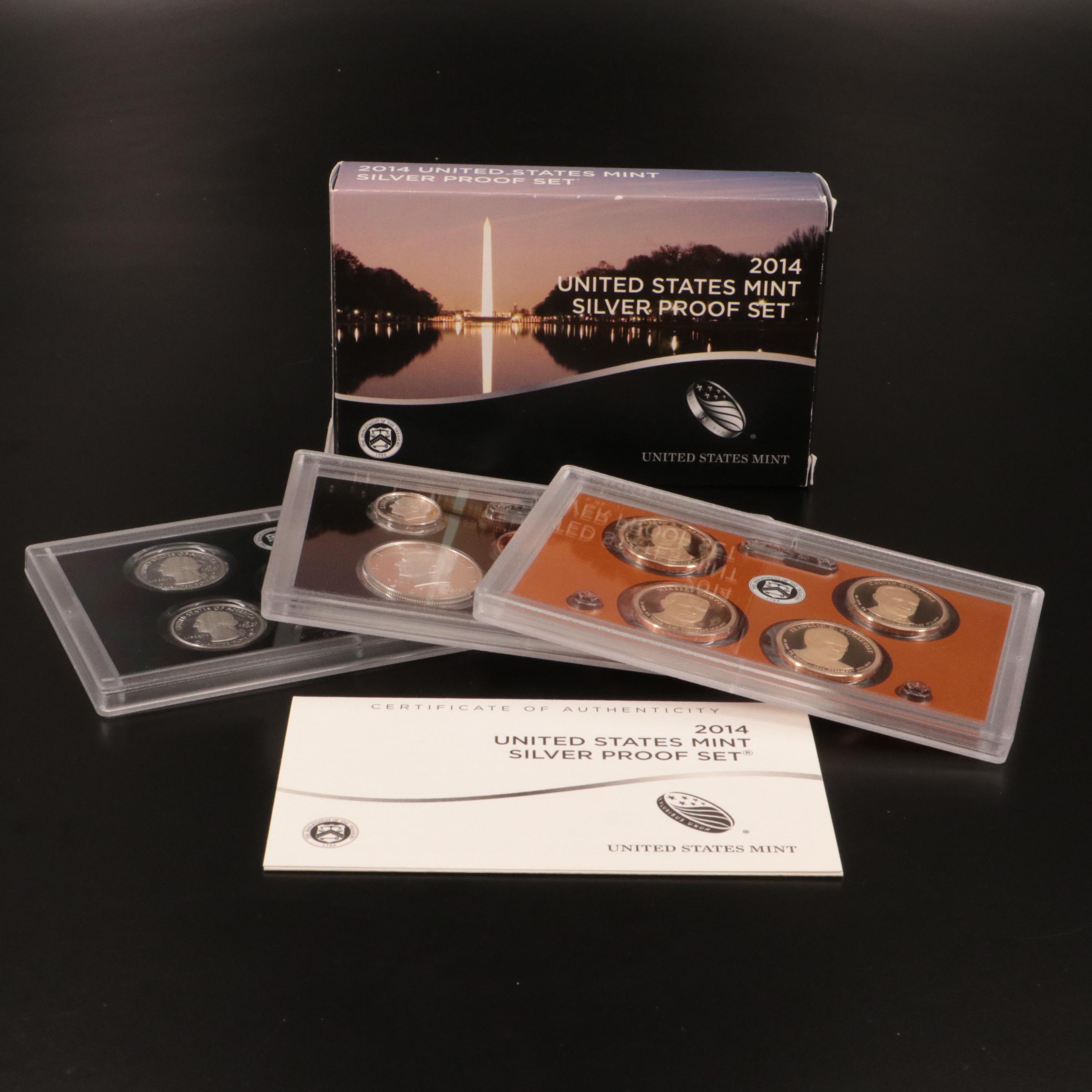 Three U.S. Mint Silver Proof Sets 2014, 2015, 2017