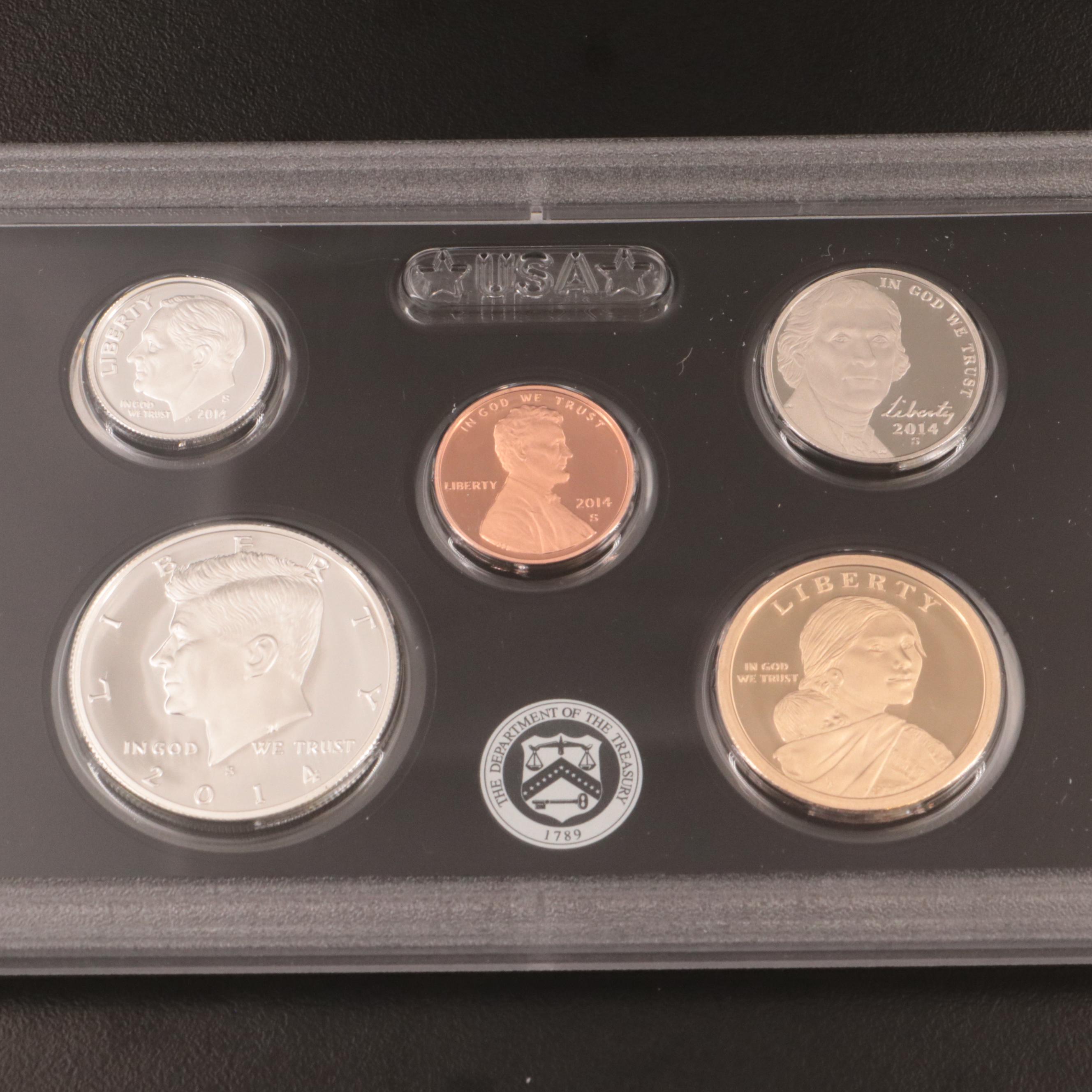 Three U.S. Mint Silver Proof Sets 2014, 2015, 2017