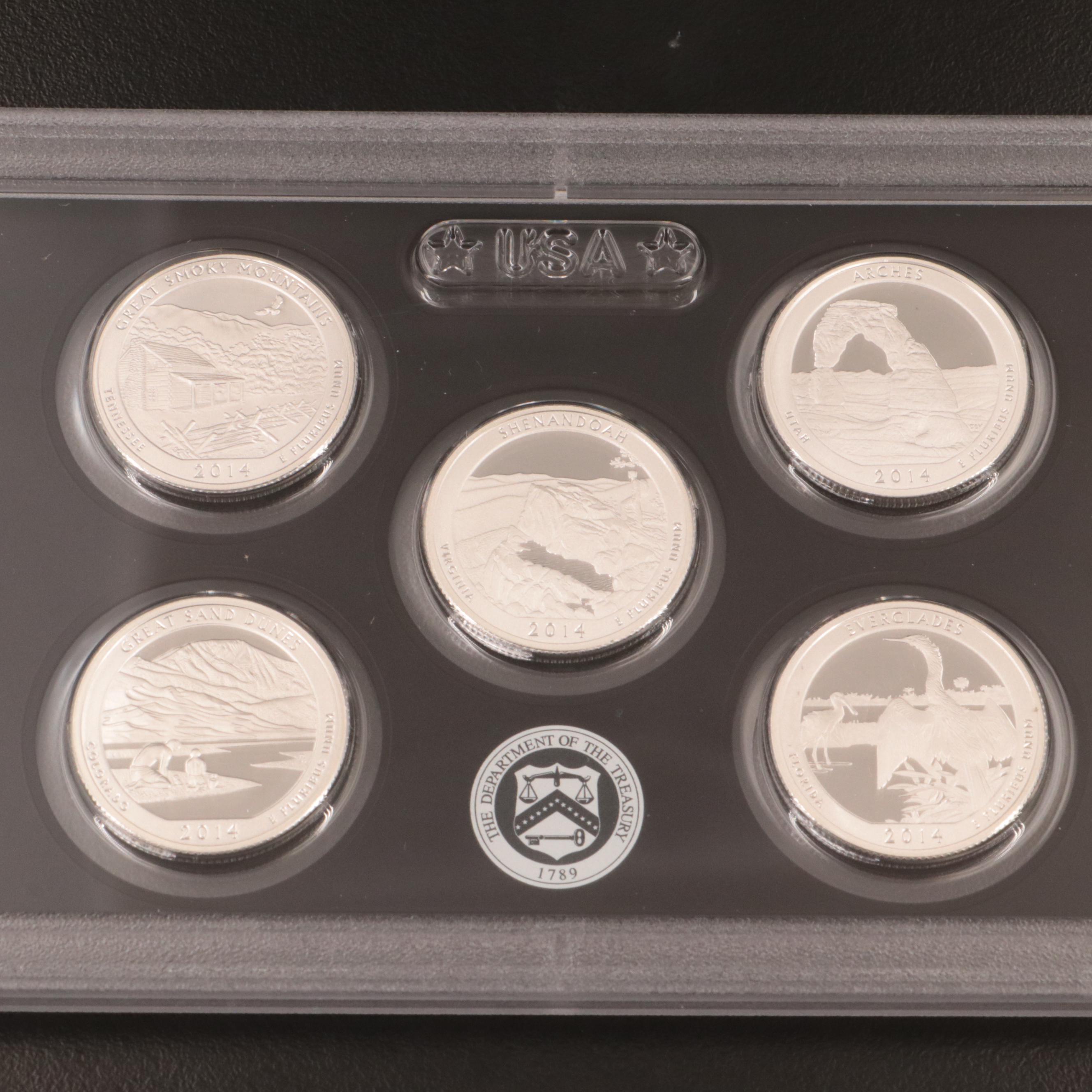 Three U.S. Mint Silver Proof Sets 2014, 2015, 2017