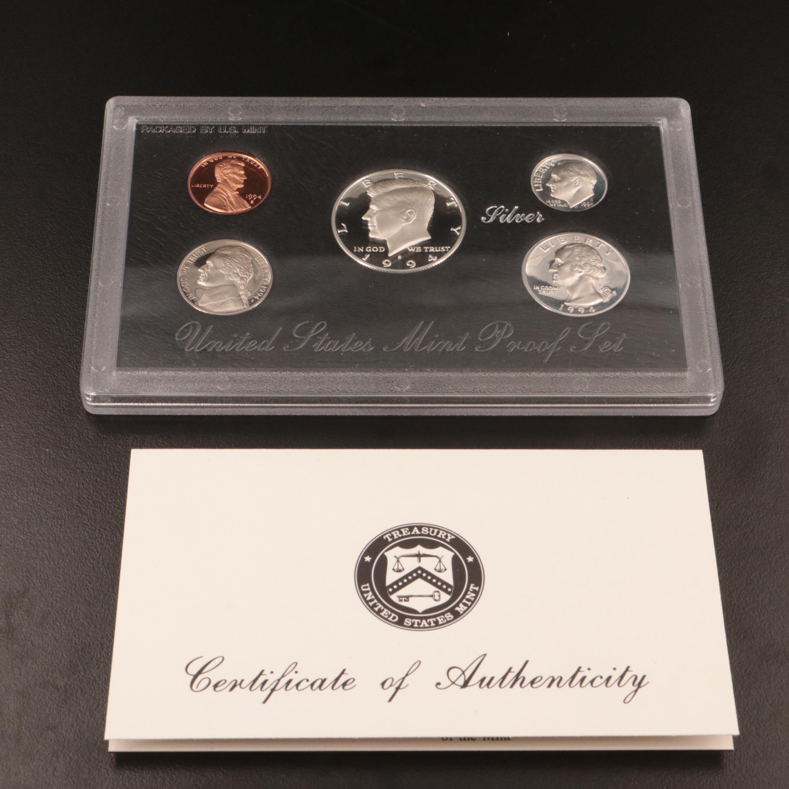 Five U.S. Mint Silver Proof Sets Including a 1993