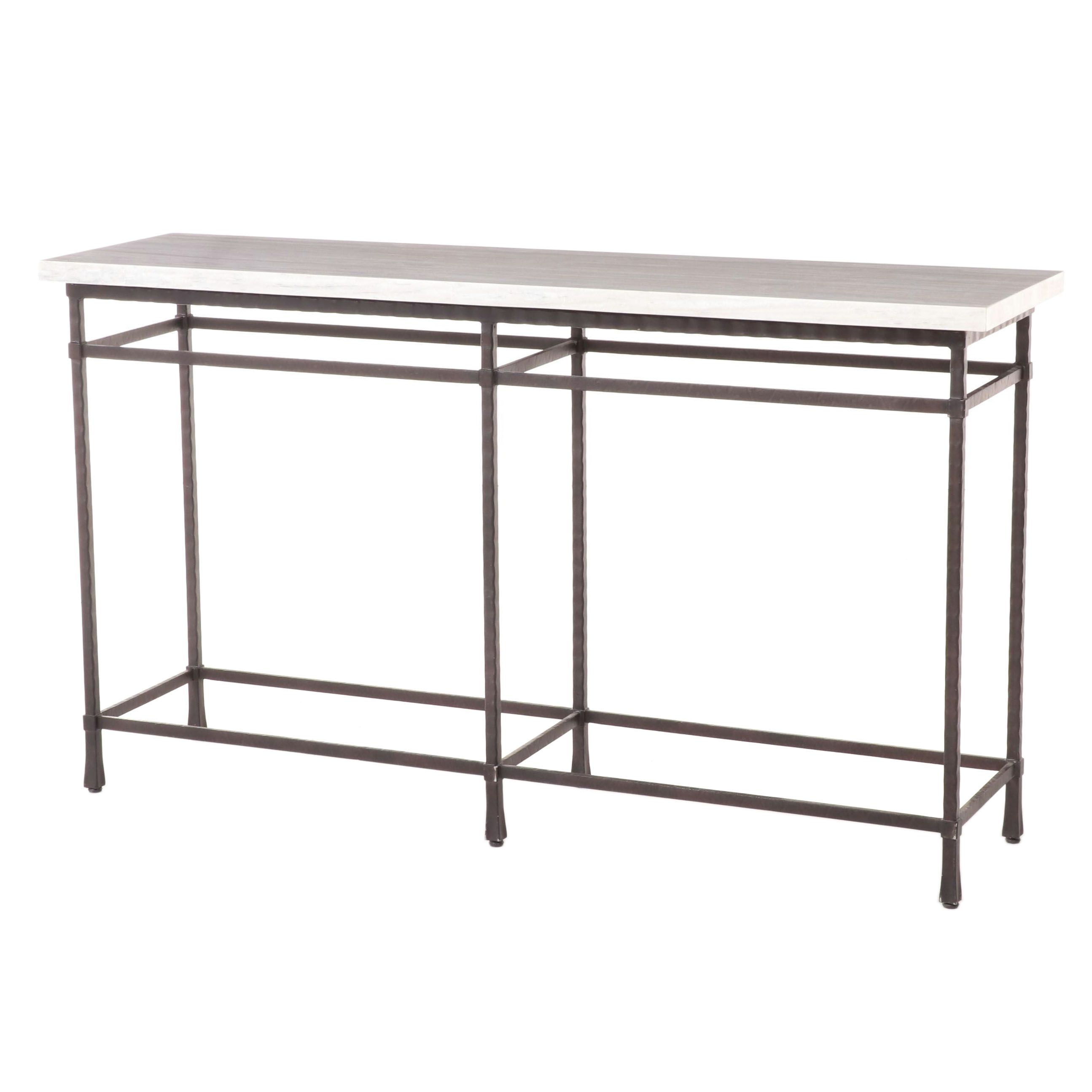 Contemporary Metal and Marble Top Console Table
